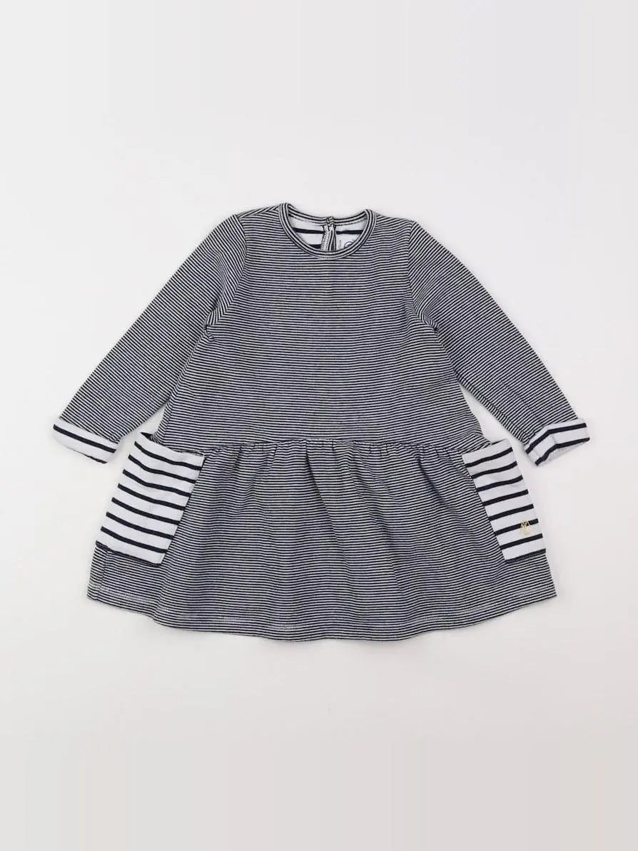 Petit Bateau - robe gris - 12 mois