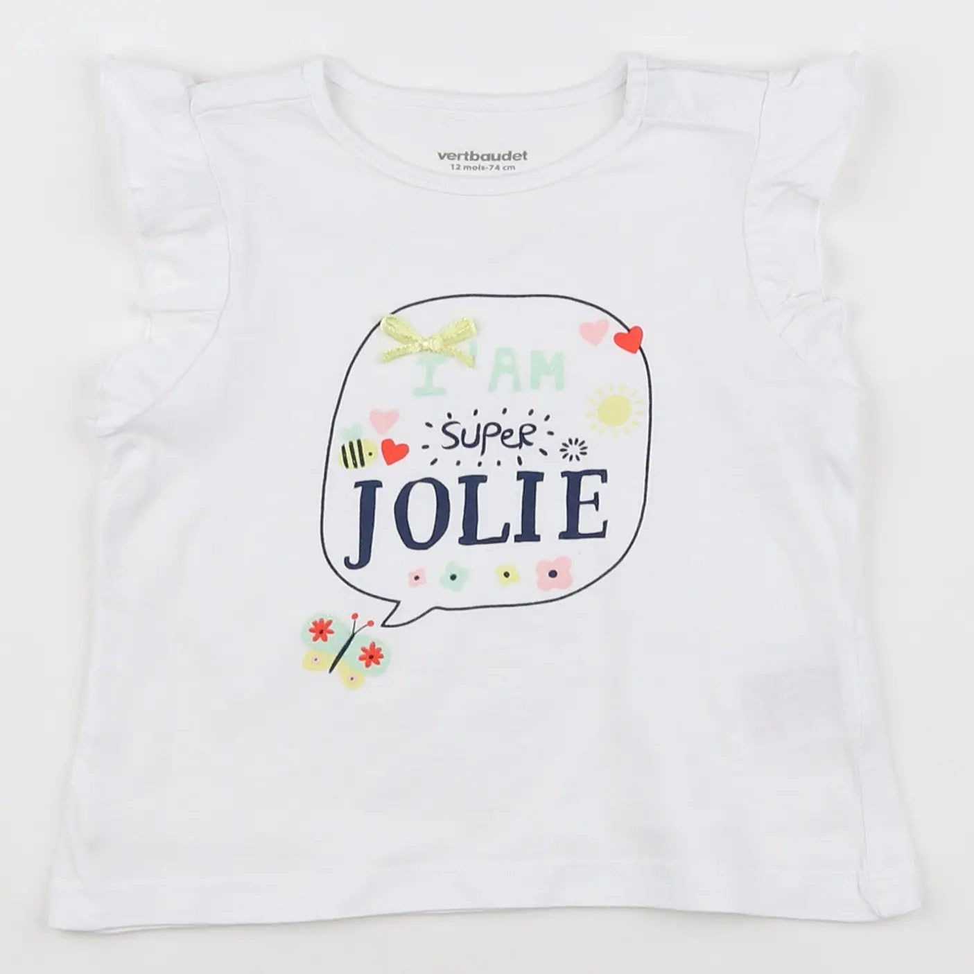 Vertbaudet - tee-shirt blanc - 12 mois