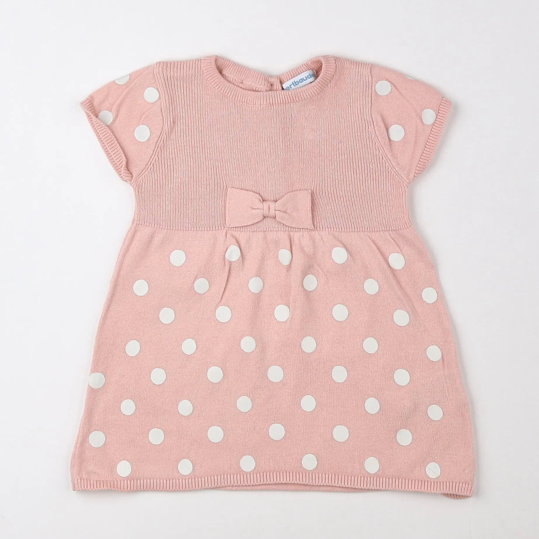Vertbaudet - robe blanc, rose - 9 mois