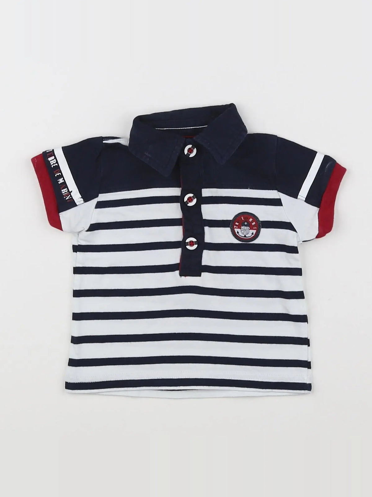 Terre de marins - polo blanc, bleu - 6 mois