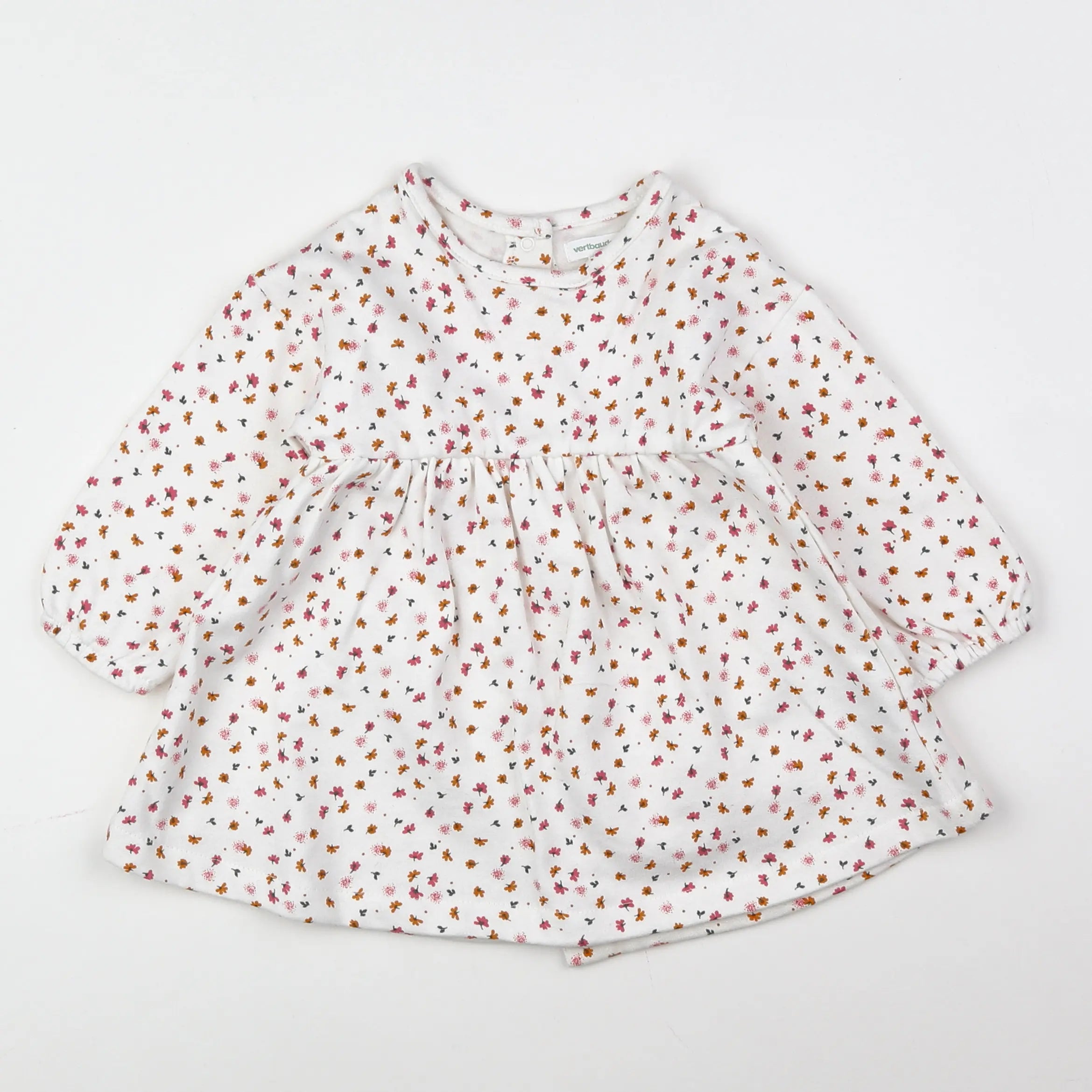 Vertbaudet - robe blanc, rose, orange - 9 mois