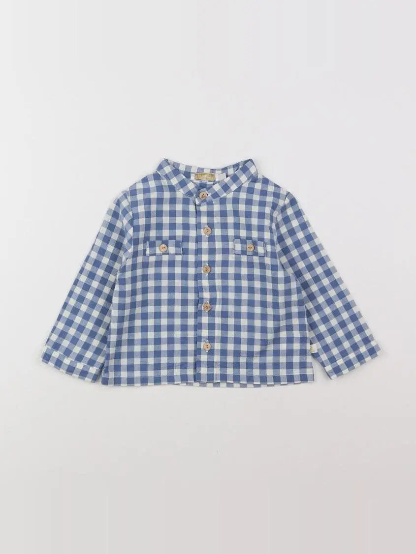Les Enfantines - chemise bleu, blanc - 12 mois