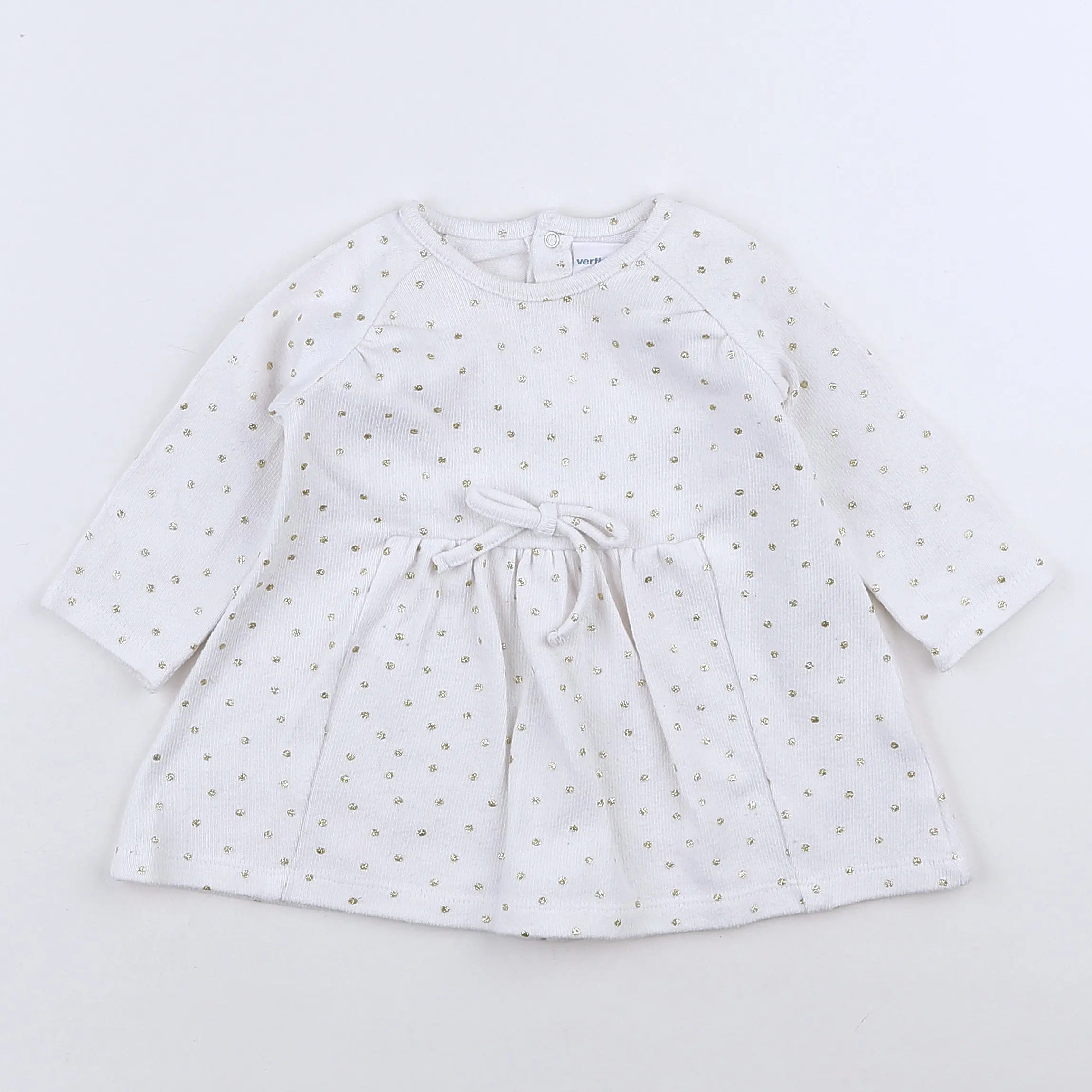 Vertbaudet - robe blanc, or - 9 mois