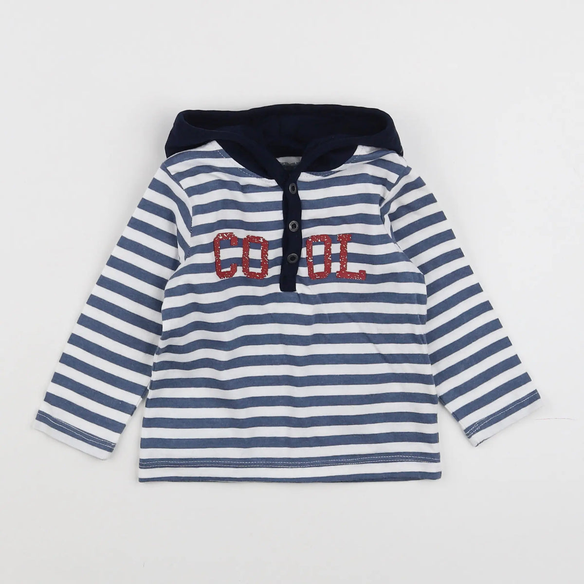 Vertbaudet - tee-shirt bleu, blanc - 12 mois
