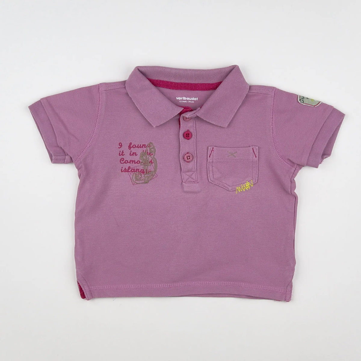 Vertbaudet - polo violet - 12 mois