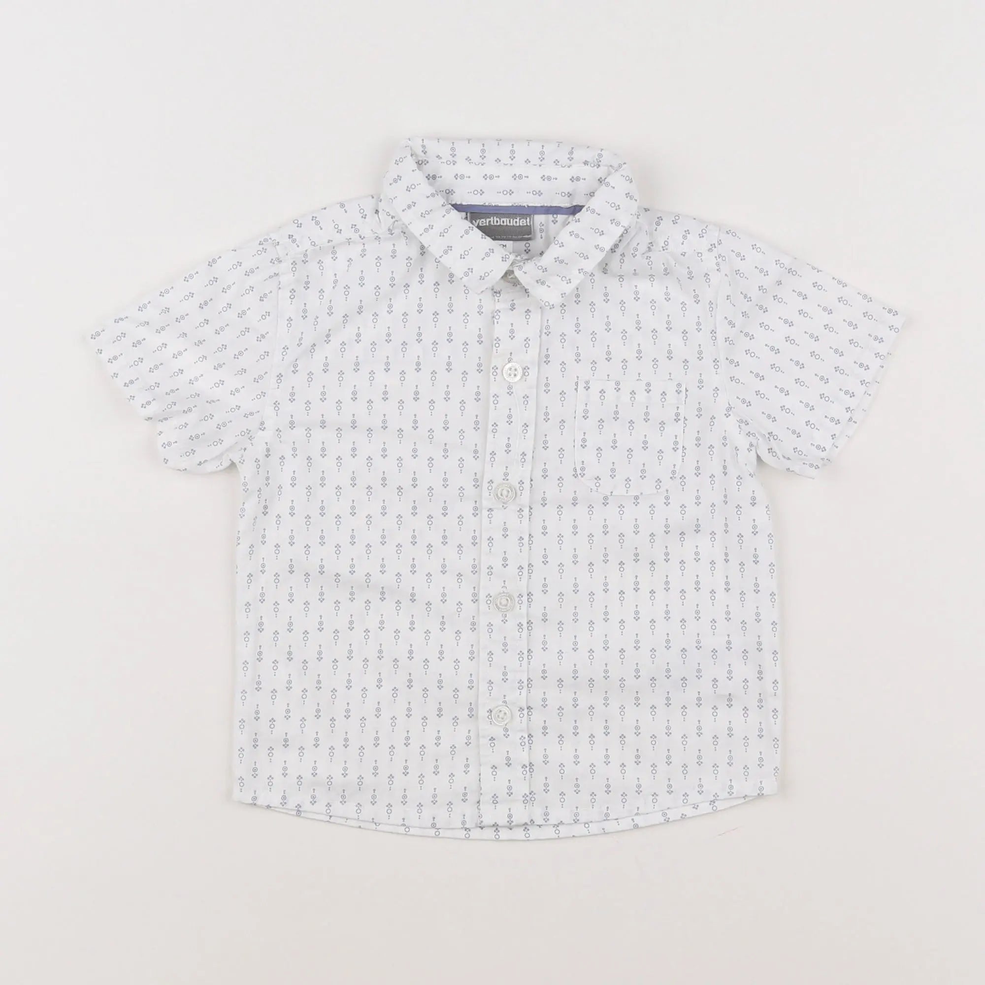 Vertbaudet - chemise blanc, bleu - 12 mois