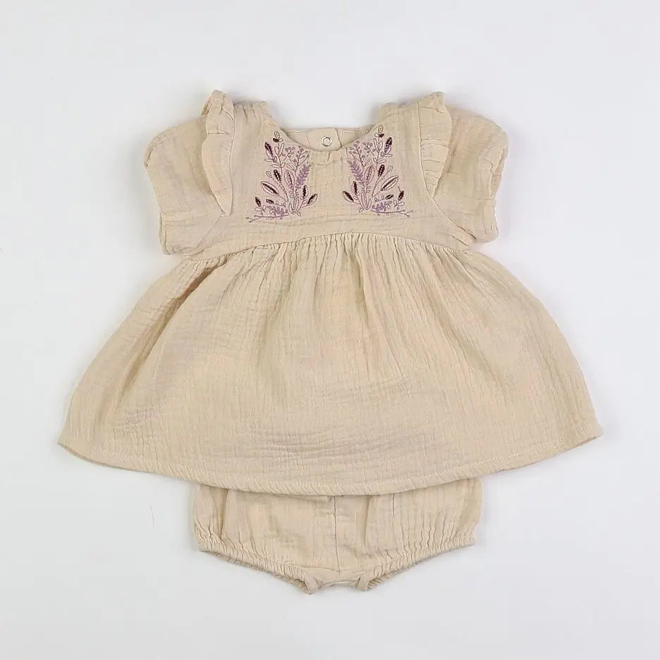 Vertbaudet - robe beige - 1 mois
