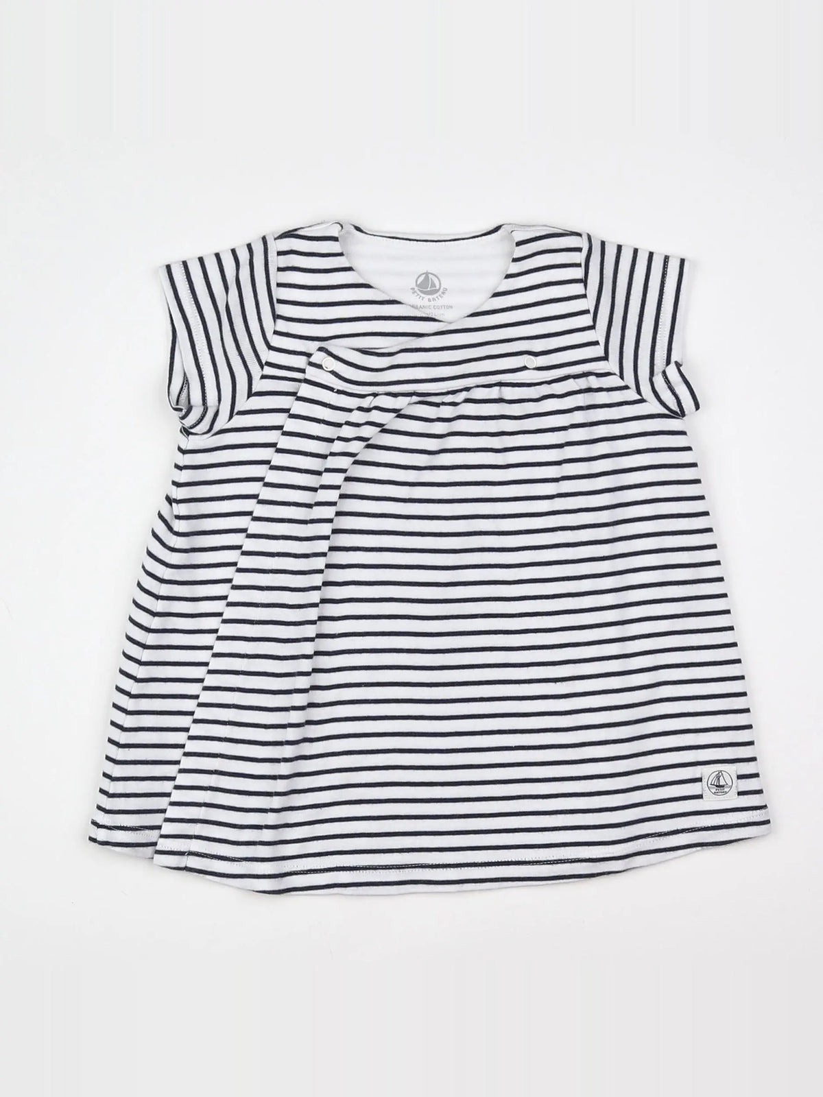Petit Bateau - robe blanc, bleu - 12 mois