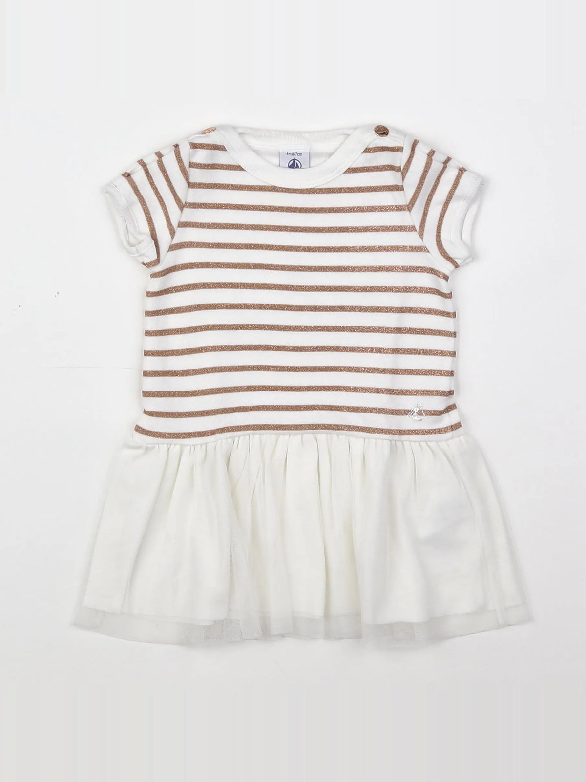Petit Bateau - robe blanc, bronze - 6 mois