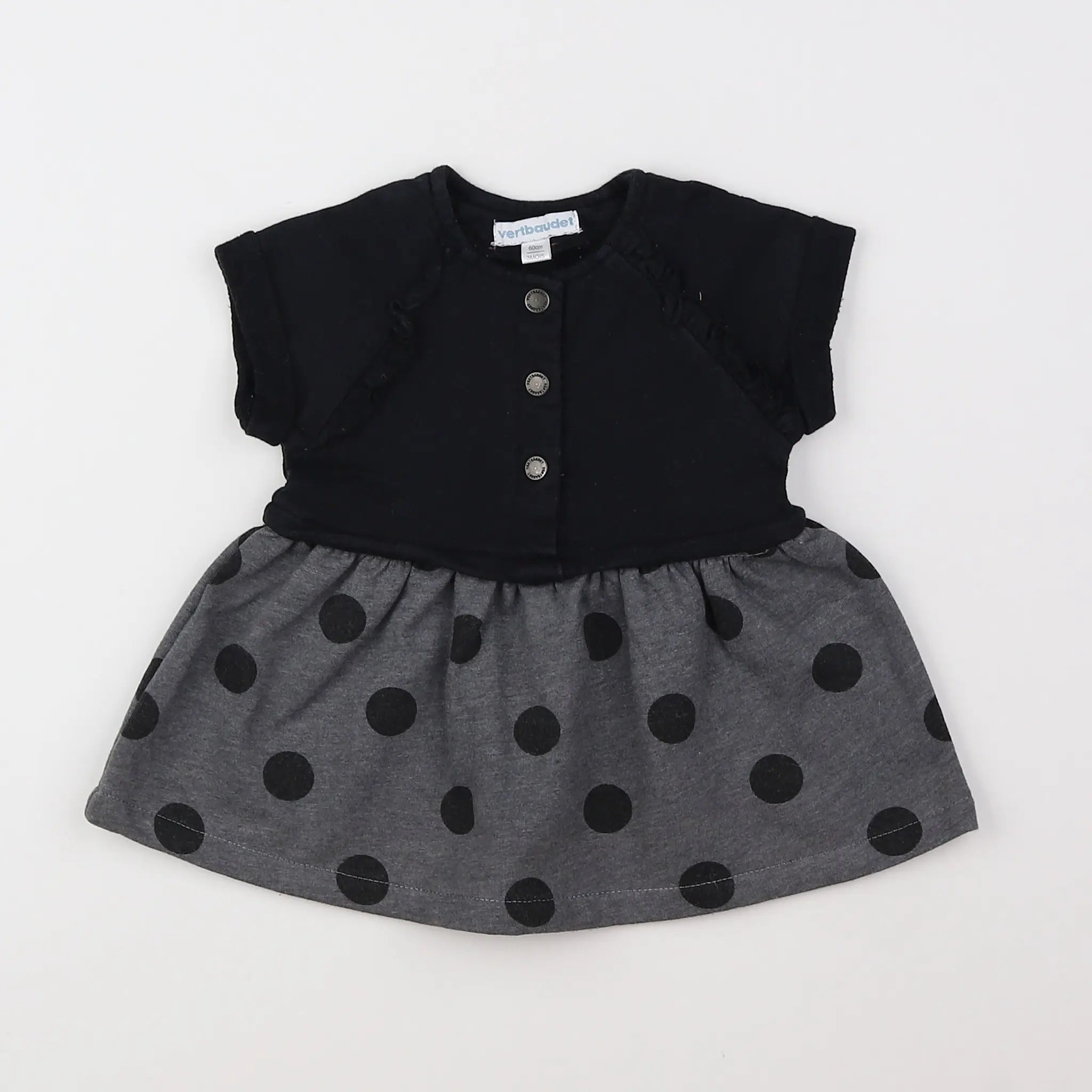 Vertbaudet - robe gris, noir - 3 mois