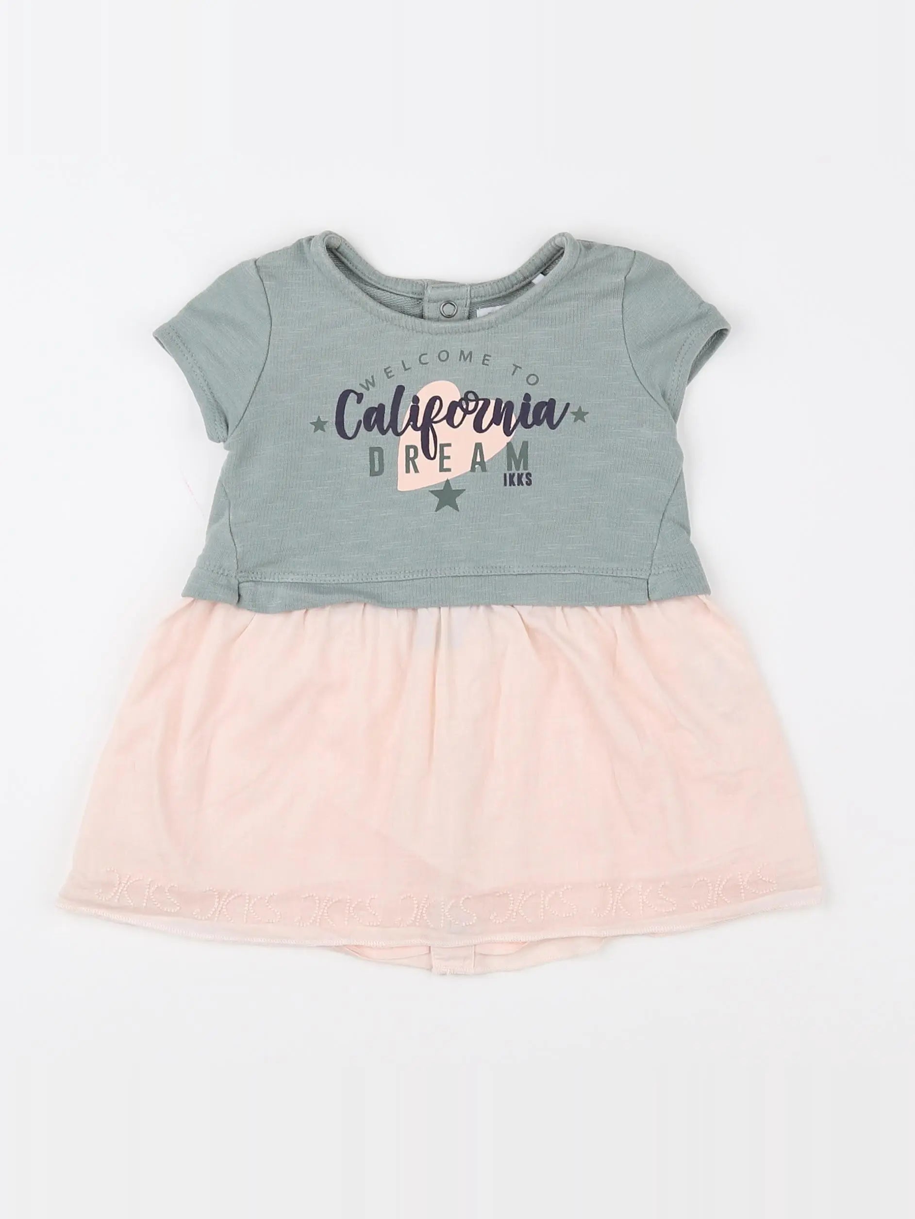 IKKS - robe vert, rose - 6 mois