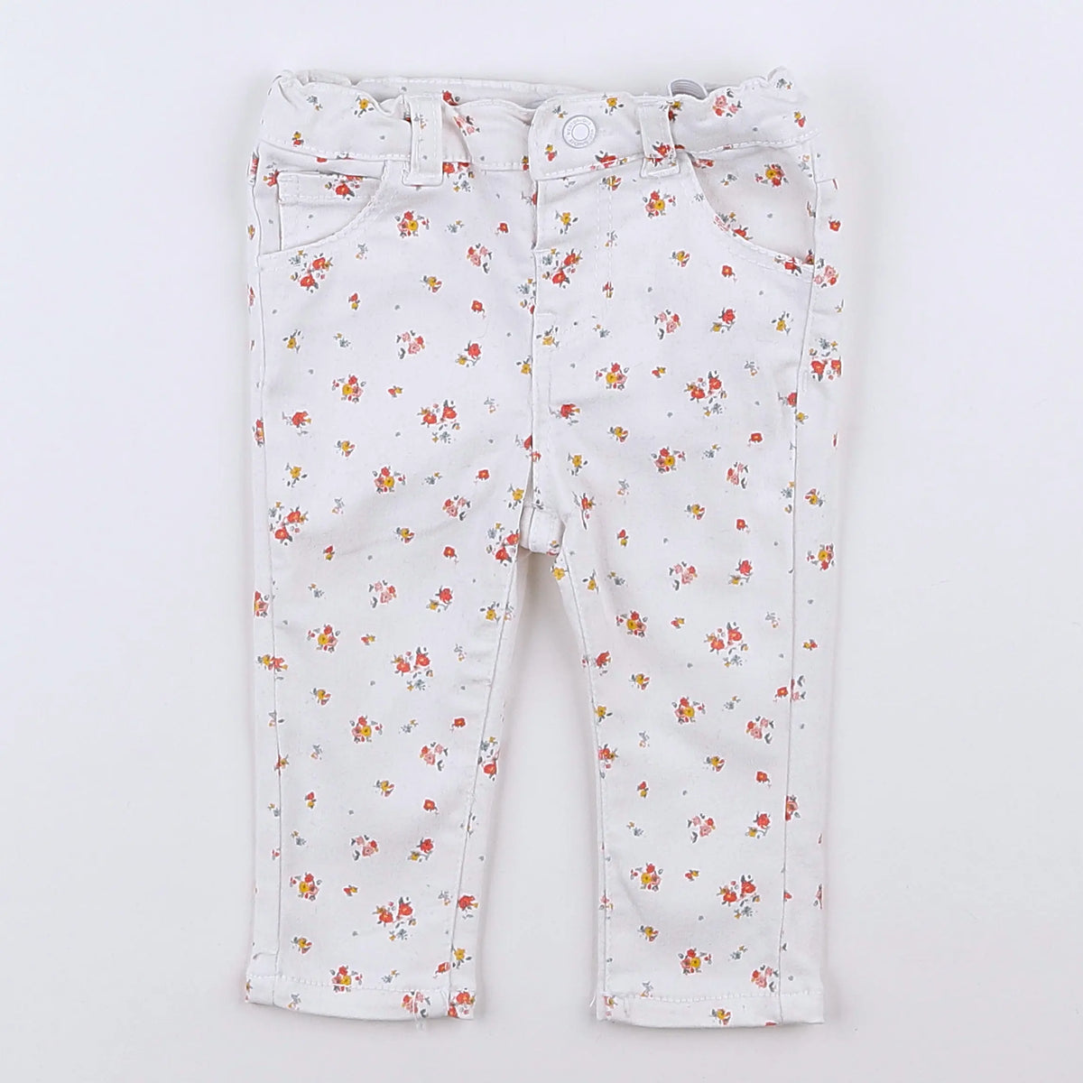 Vertbaudet - jean blanc, multicolore - 9 mois