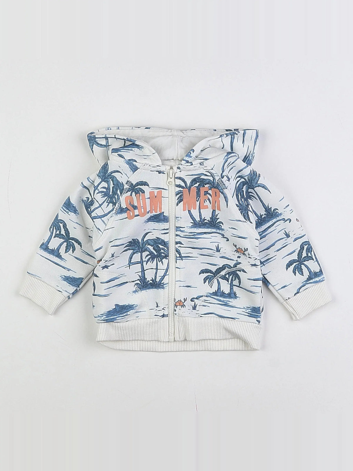 Tape à l'oeil - sweat blanc, bleu - 3 mois