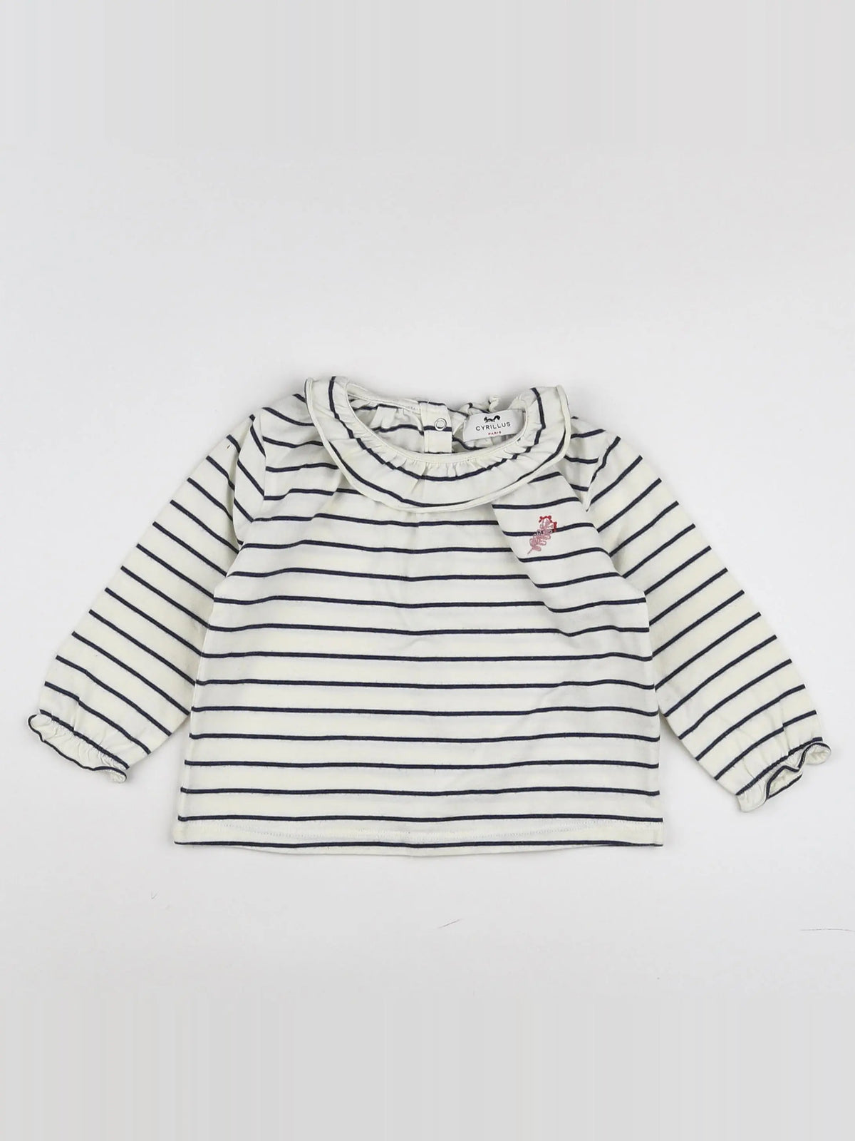 Cyrillus - tee-shirt blanc, bleu - 12 mois