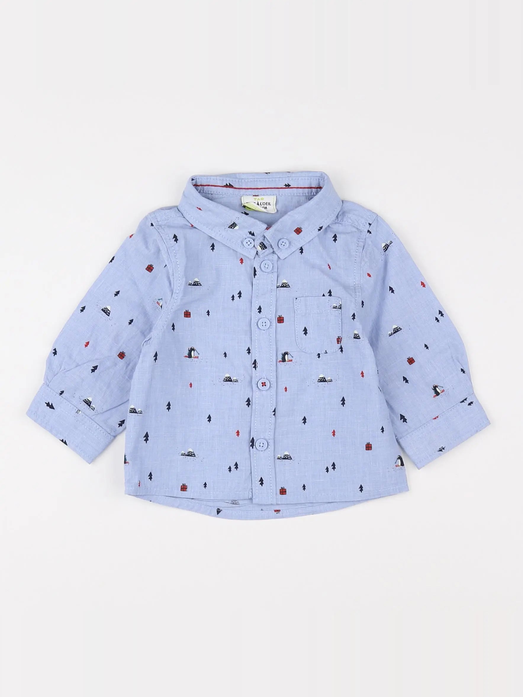 Tape à l'oeil - chemise bleu, rouge - 3 mois