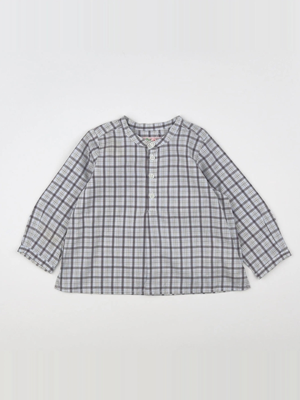 Bonpoint - chemise beige, gris - 12 mois