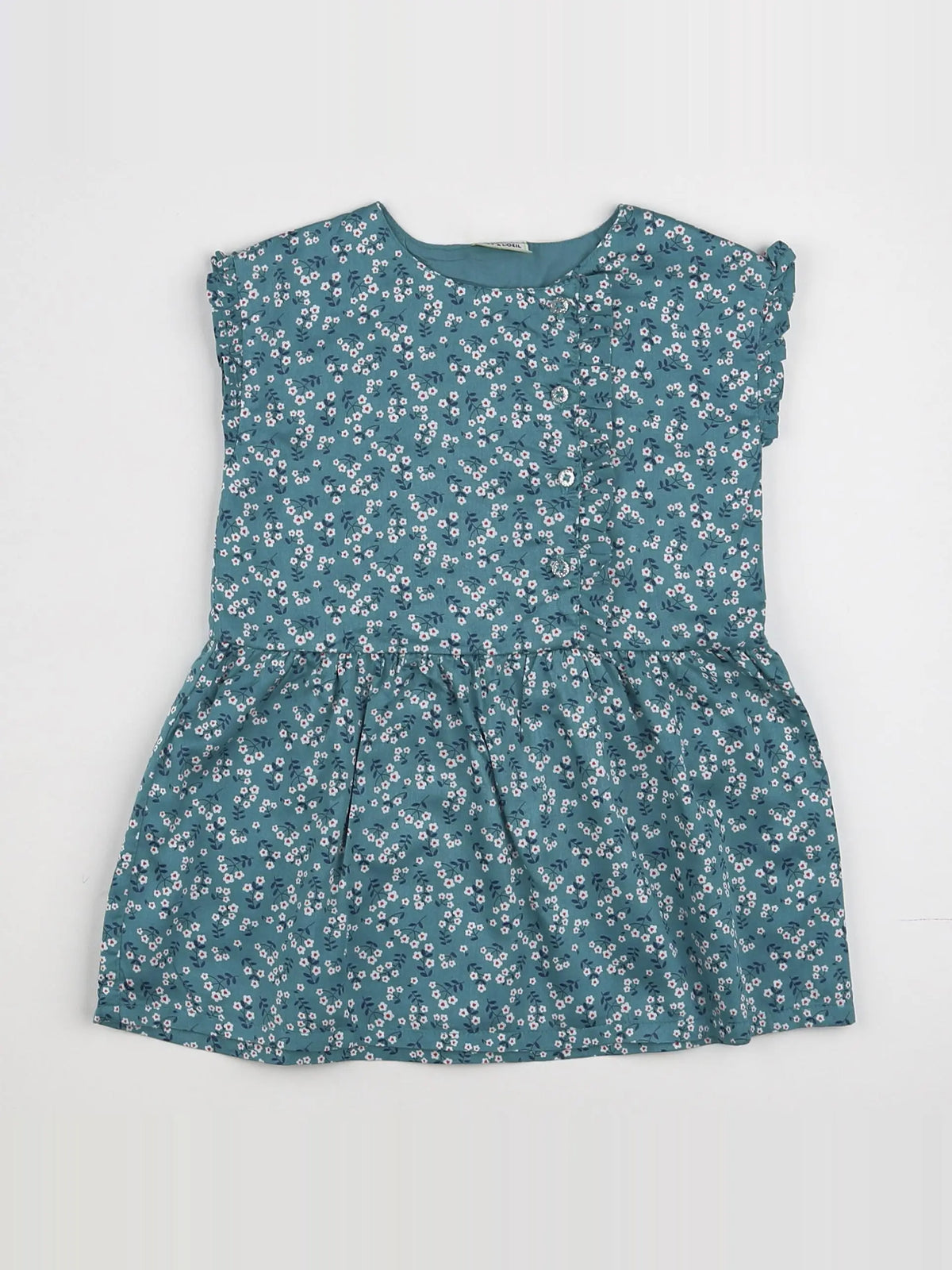 Tape à l'oeil - robe vert, blanc - 18 mois