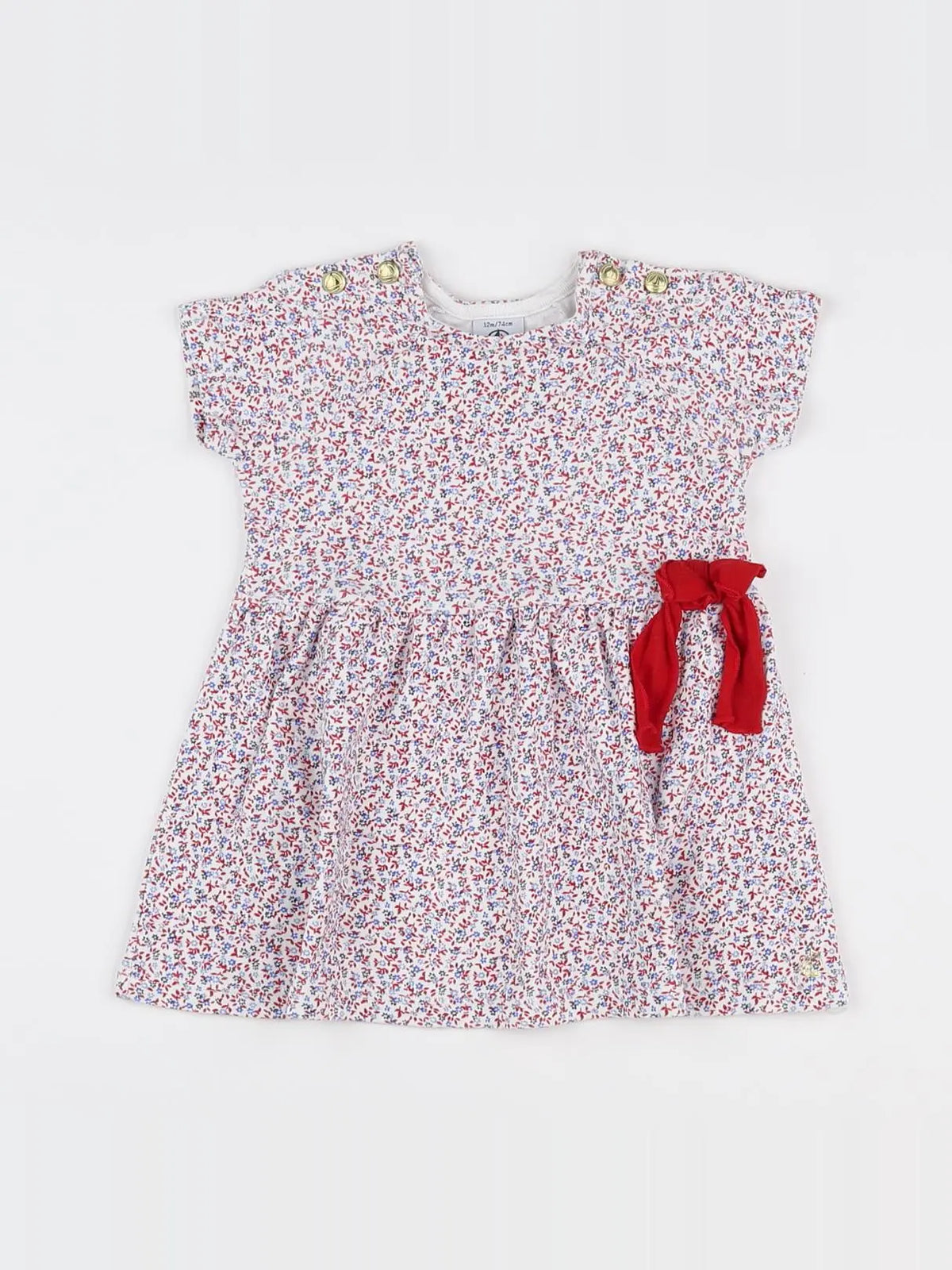 Petit Bateau - robe blanc, rouge - 12 mois