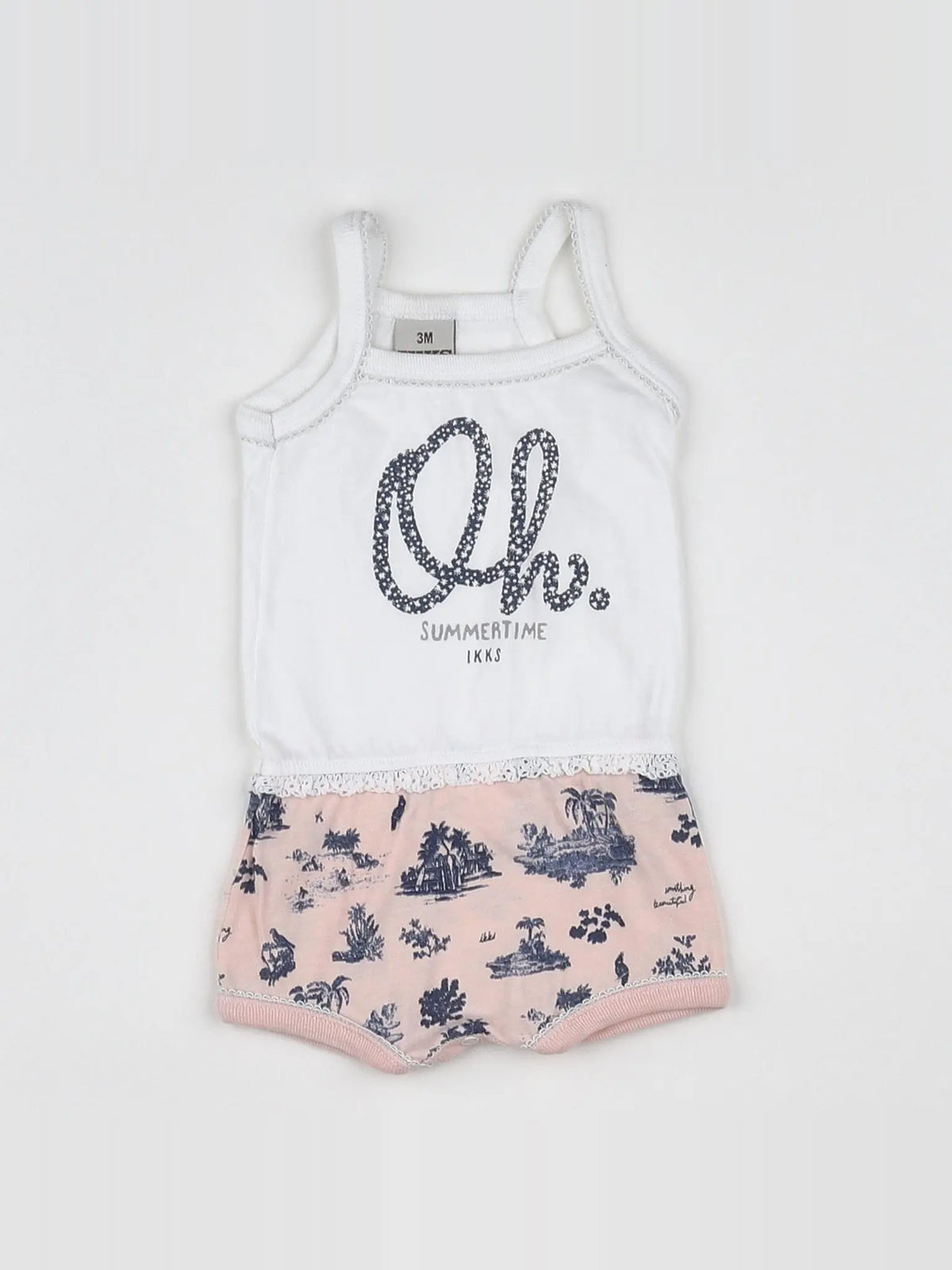 IKKS - body vetement blanc, rose - 3 mois