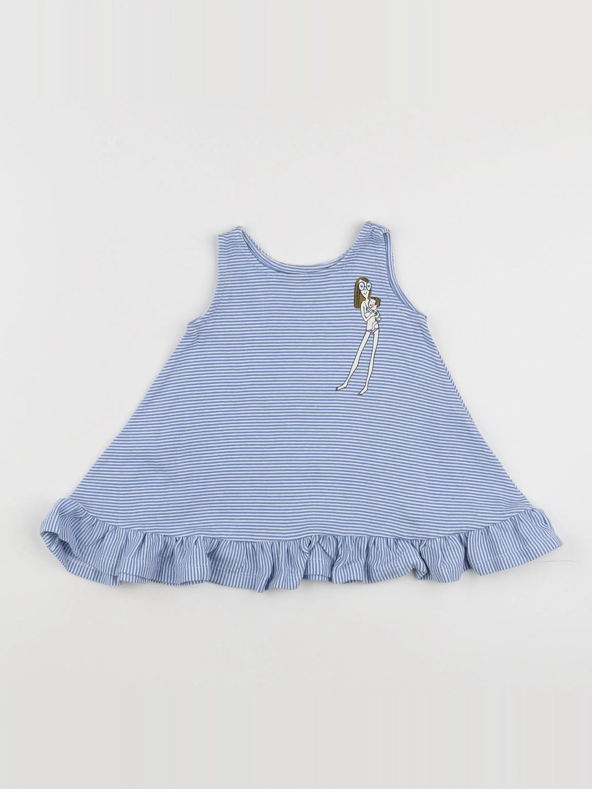 Petit Bateau - robe blanc, bleu - 6 mois