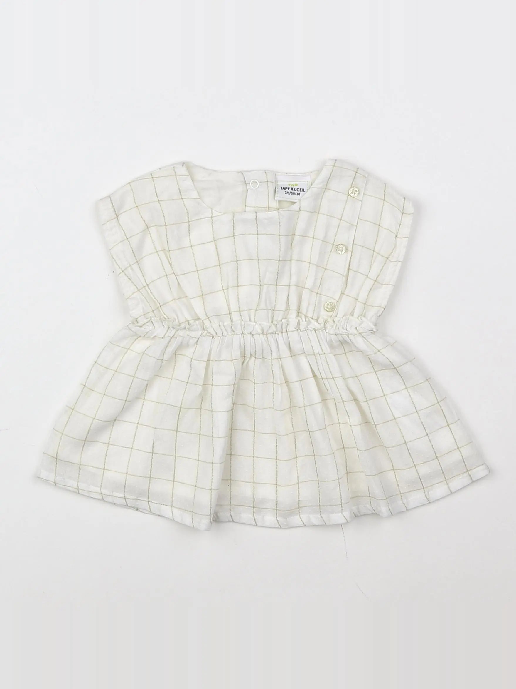 Tape à l'oeil - robe blanc, or - 3 mois