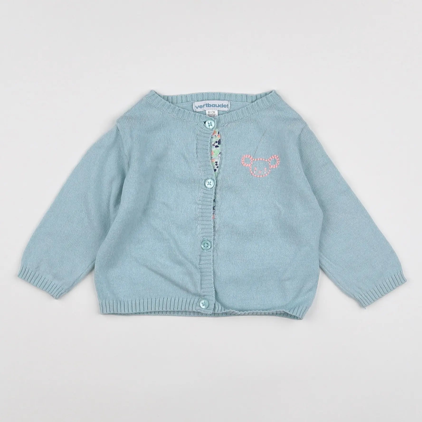 Vertbaudet - gilet bleu - 3 mois