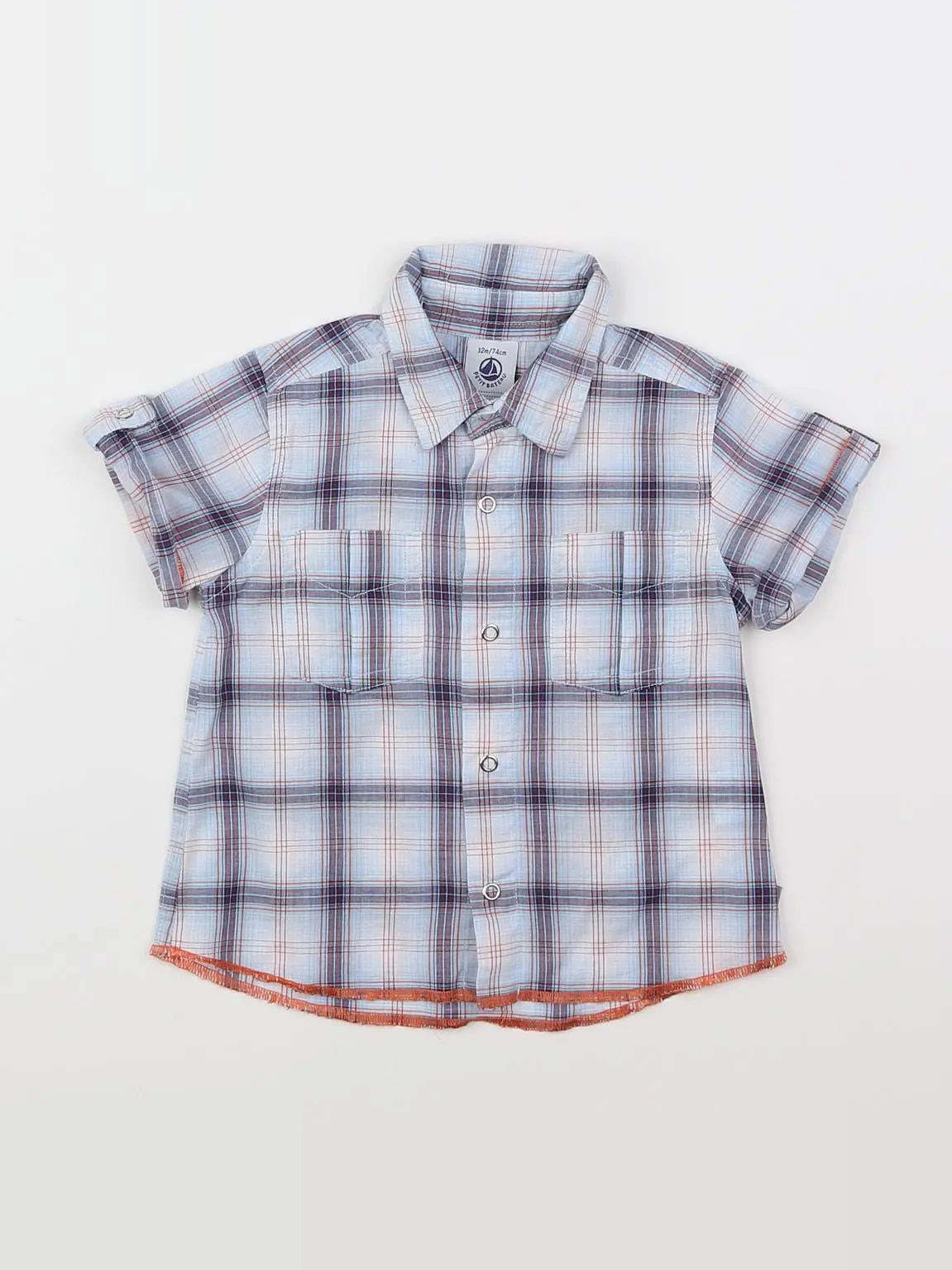 Petit Bateau - chemise bleu - 12 mois