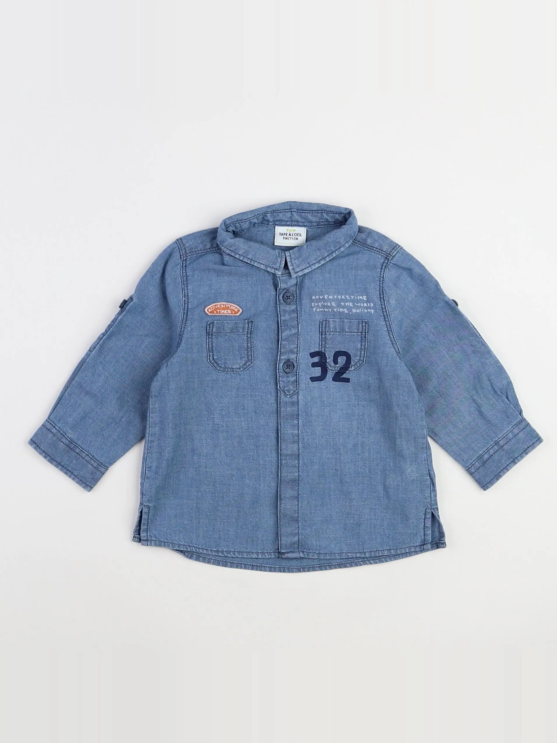 Tape à l'oeil - chemise bleu - 9 mois