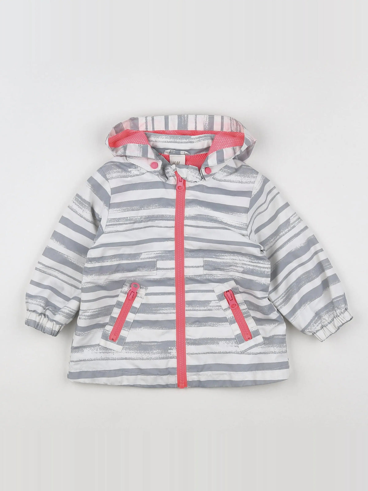H&M - imperméable blanc, gris, rose - 6/9 mois