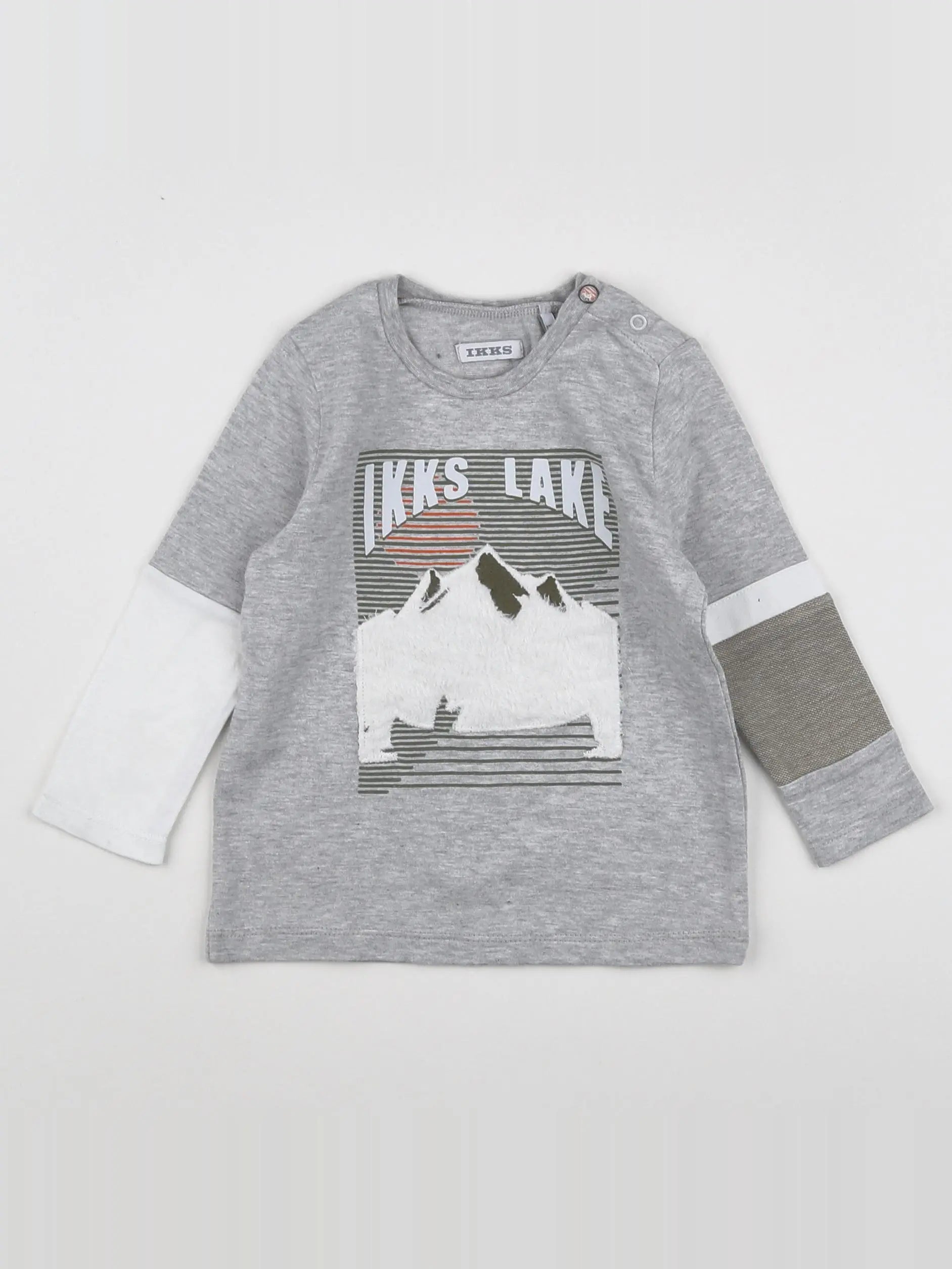 IKKS - tee-shirt blanc, gris - 12 mois