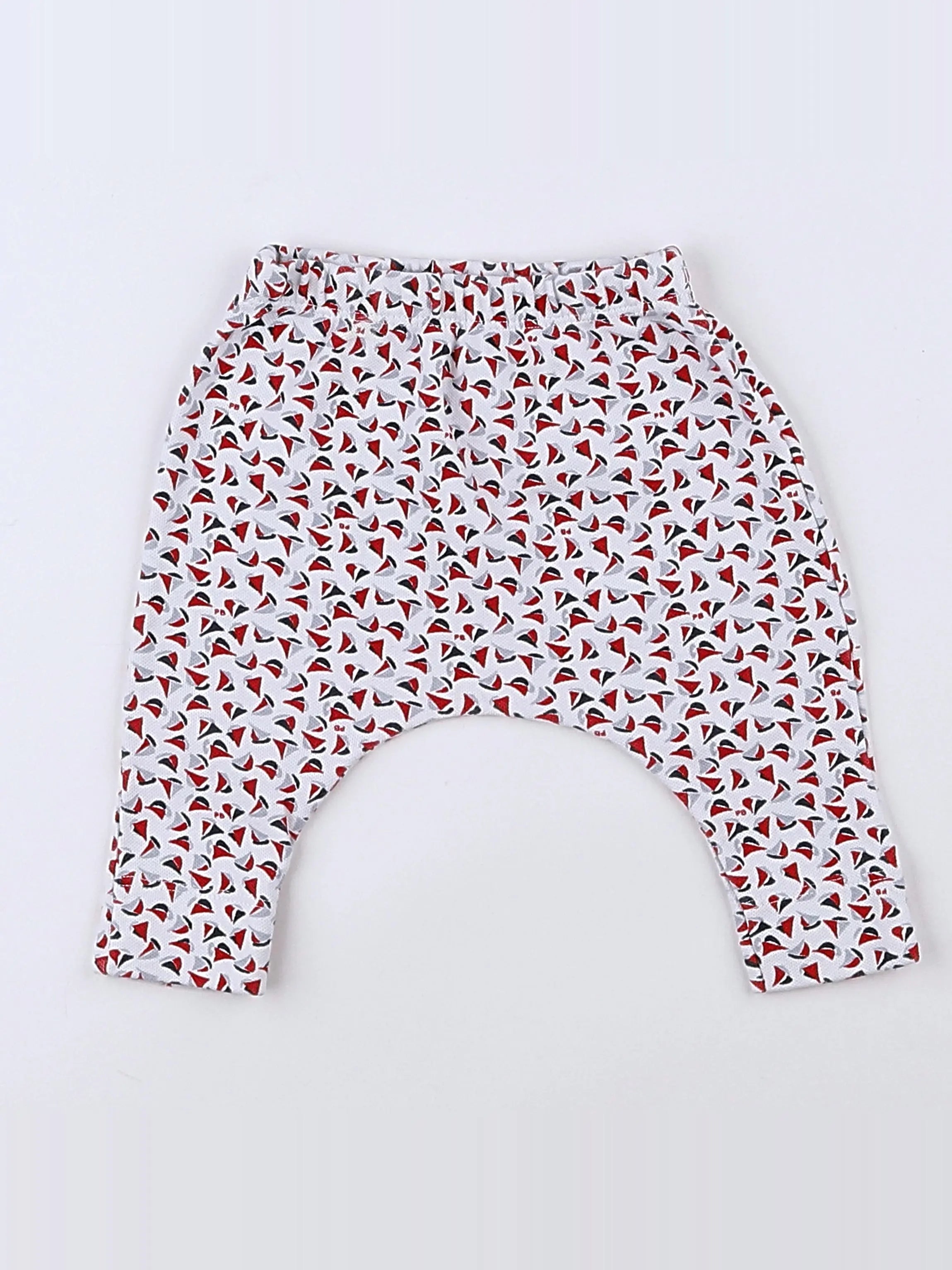 Petit Bateau - sarouel rouge, blanc - 3 mois