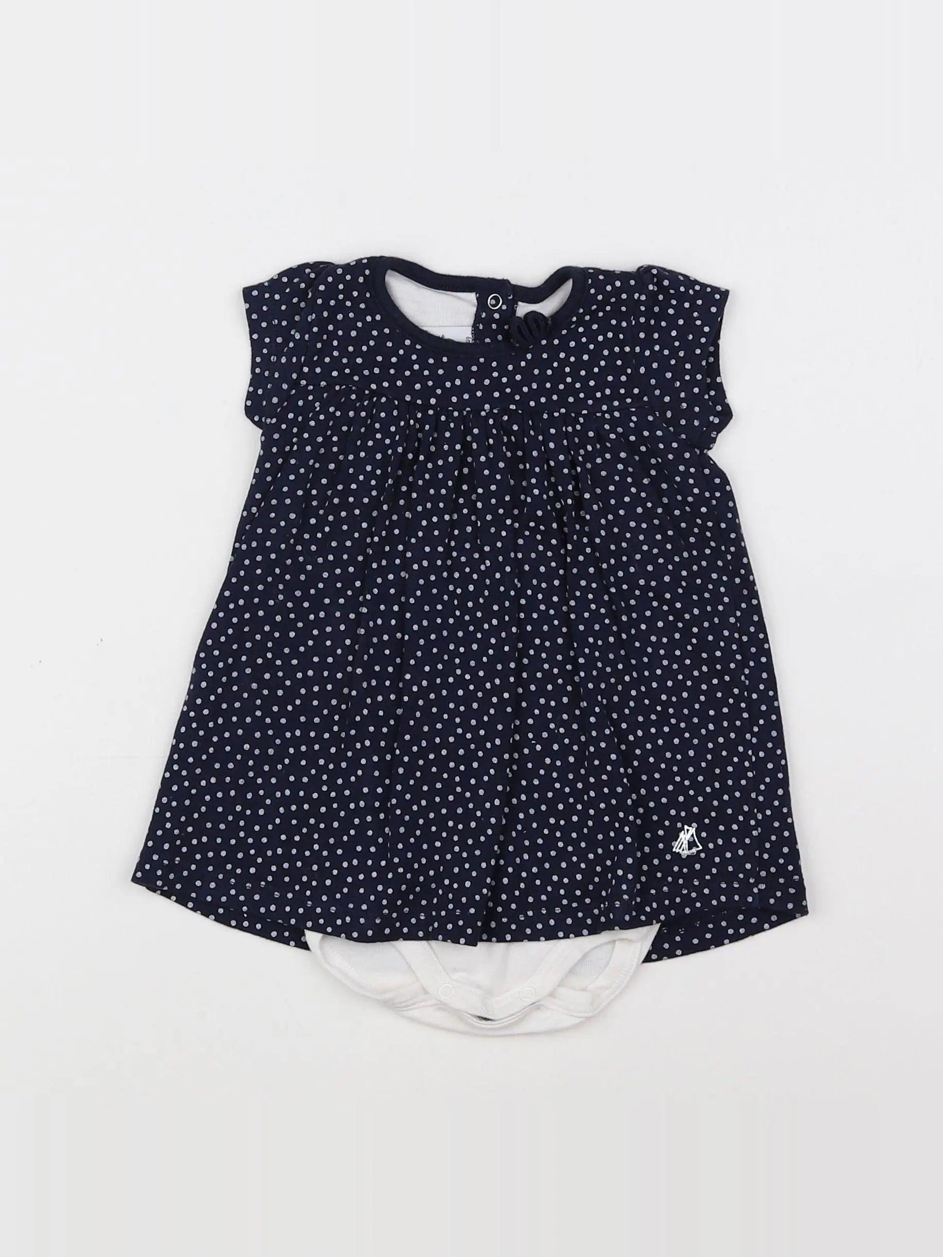 Petit Bateau - body robe bleu, blanc - 6 mois
