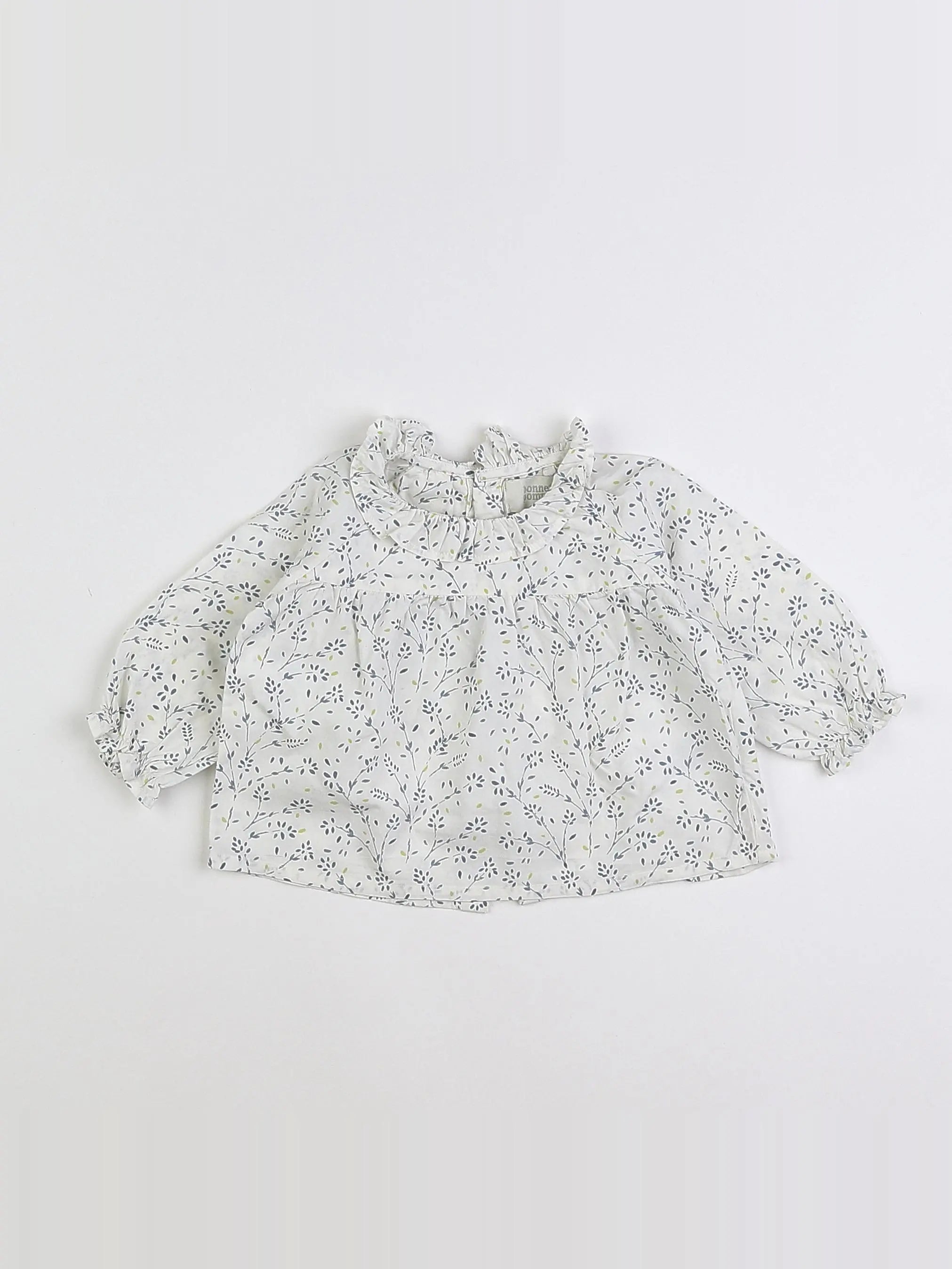 Bonnet à Pompon - blouse blanc - 6 mois