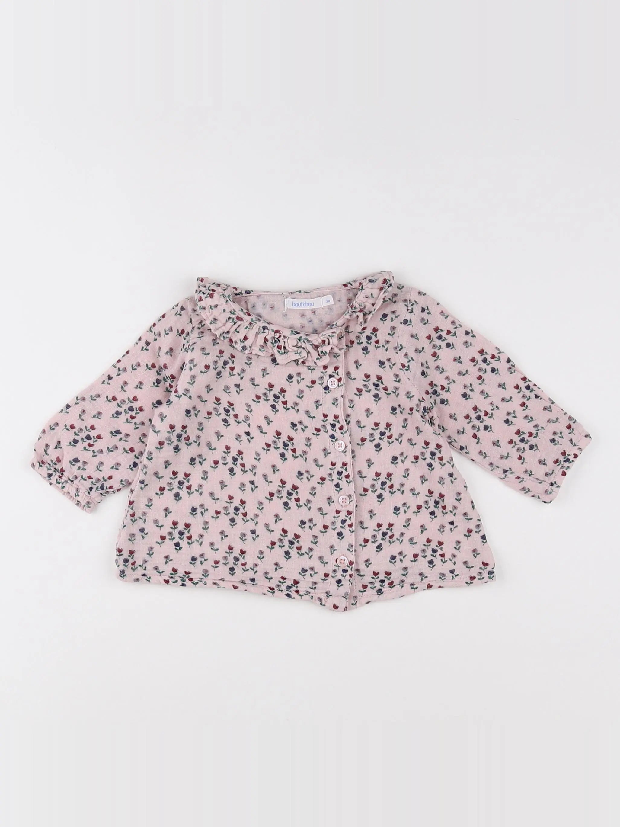 Boutchou - blouse rose, vert - 3 mois