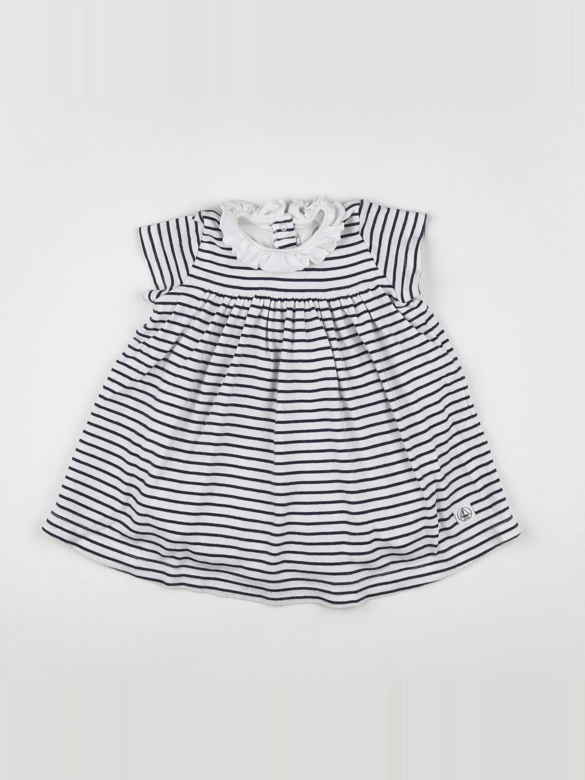 Petit Bateau - robe blanc, bleu - 12 mois
