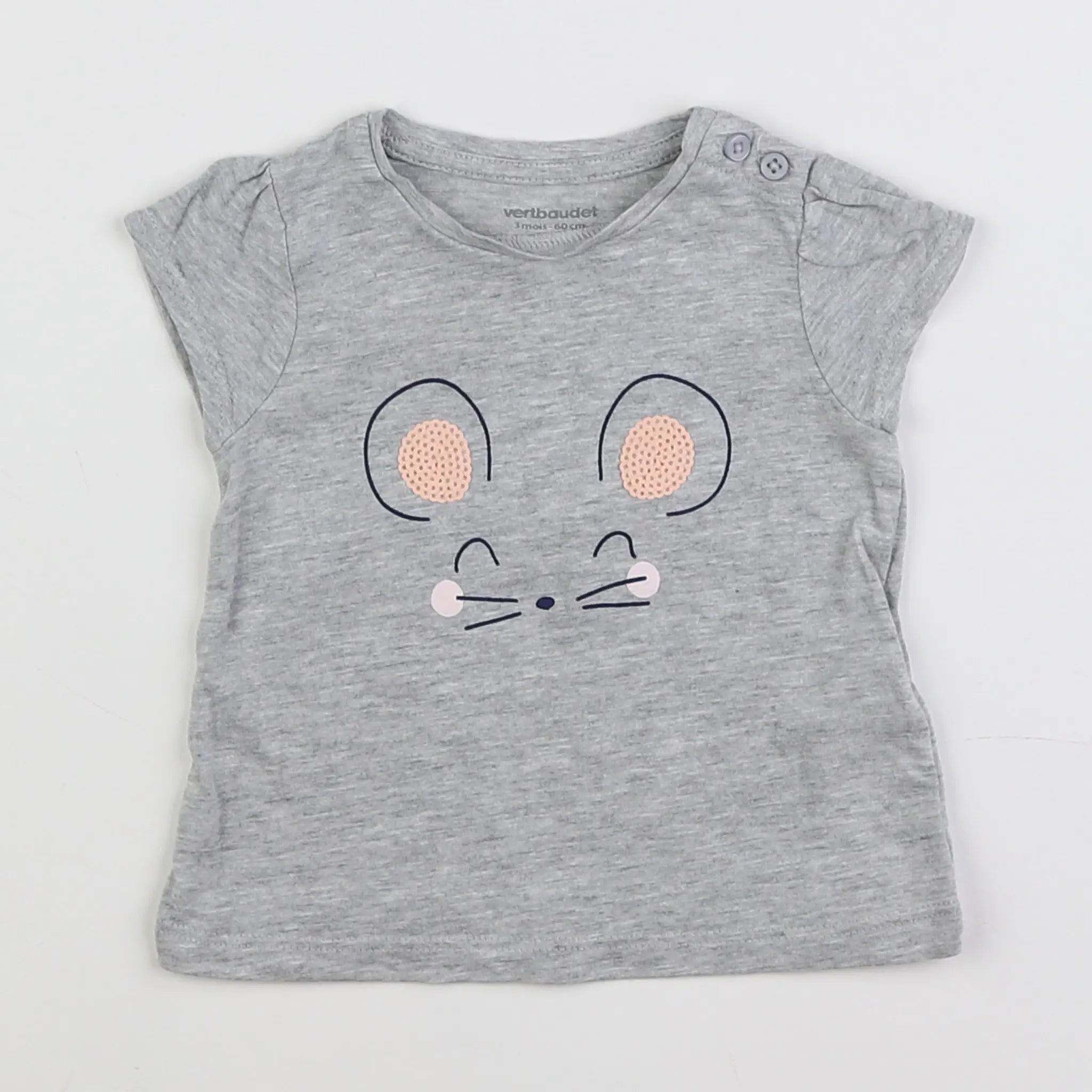 Vertbaudet - tee-shirt gris - 3 mois