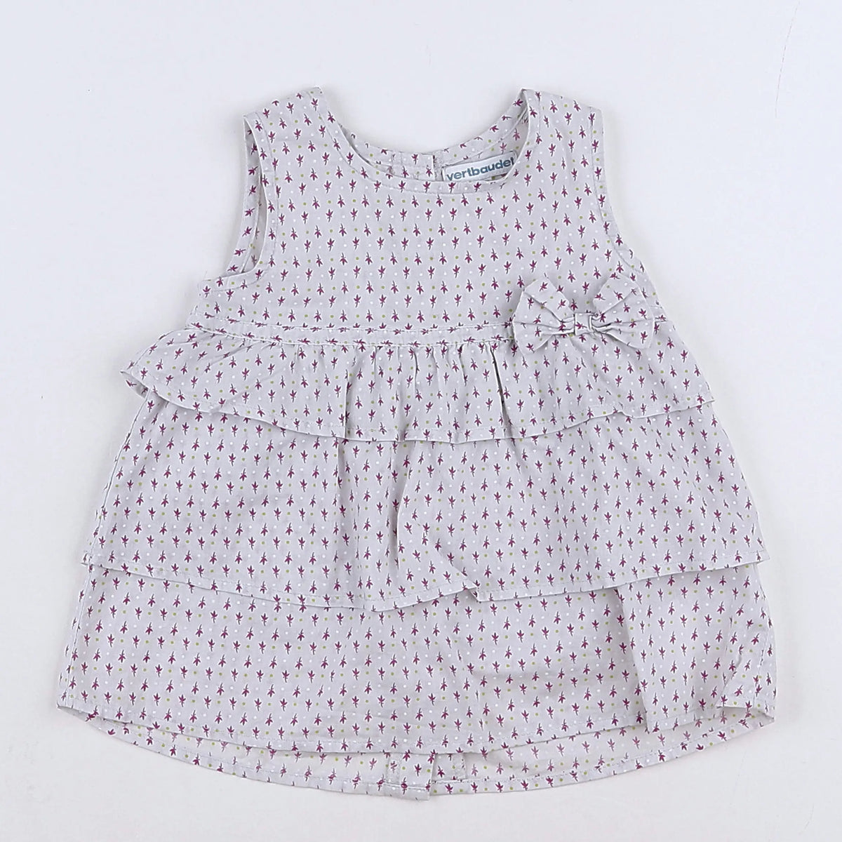 Vertbaudet - blouse taupe, violet - 9 mois