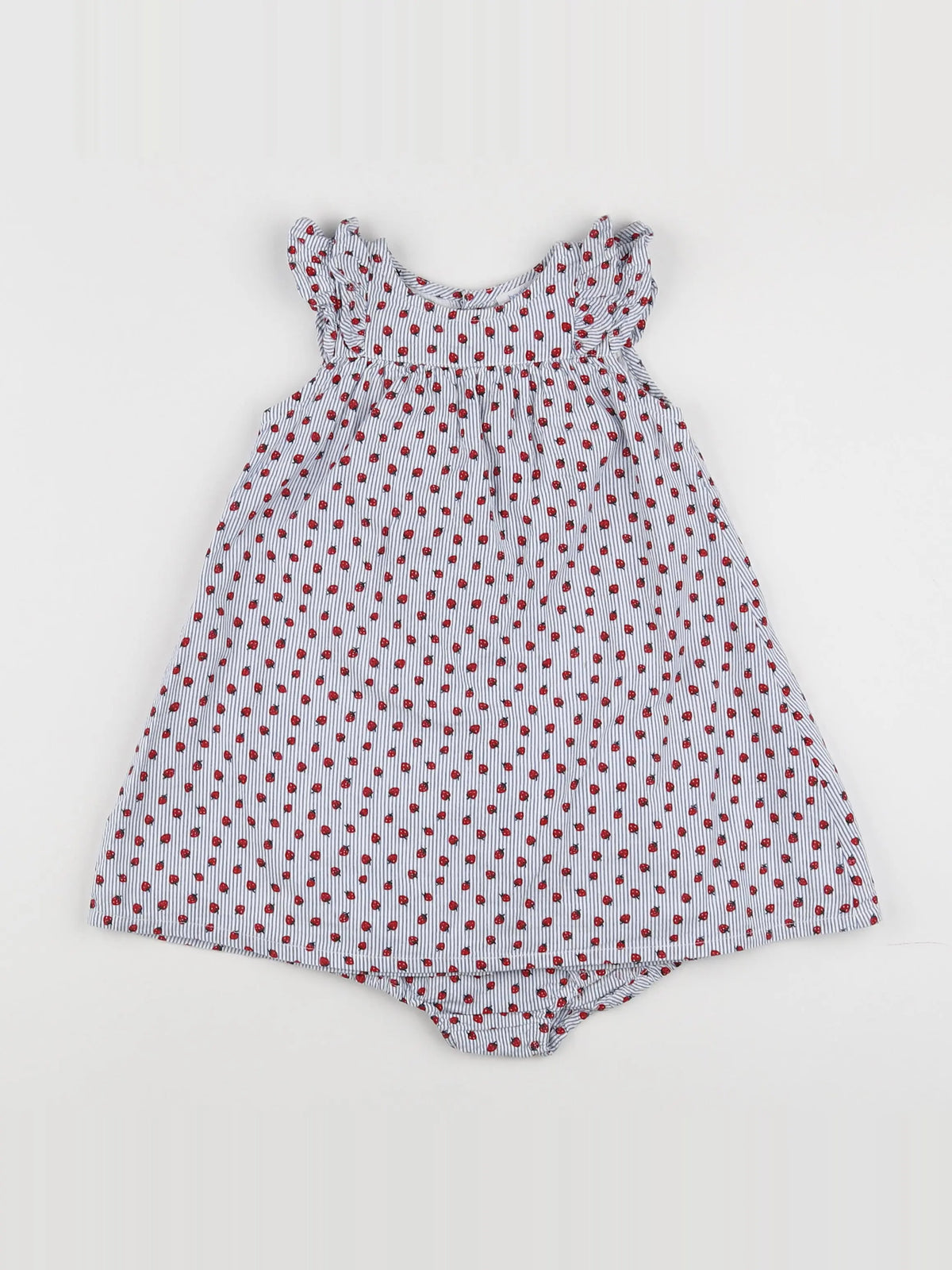 Boutchou - robe blanc, bleu - 12 mois