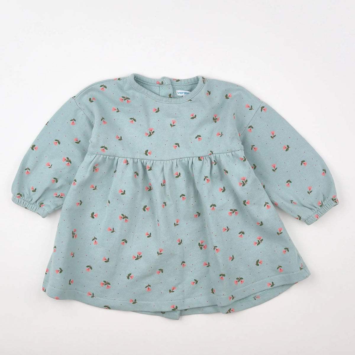 Vertbaudet - robe vert, rose - 18 mois