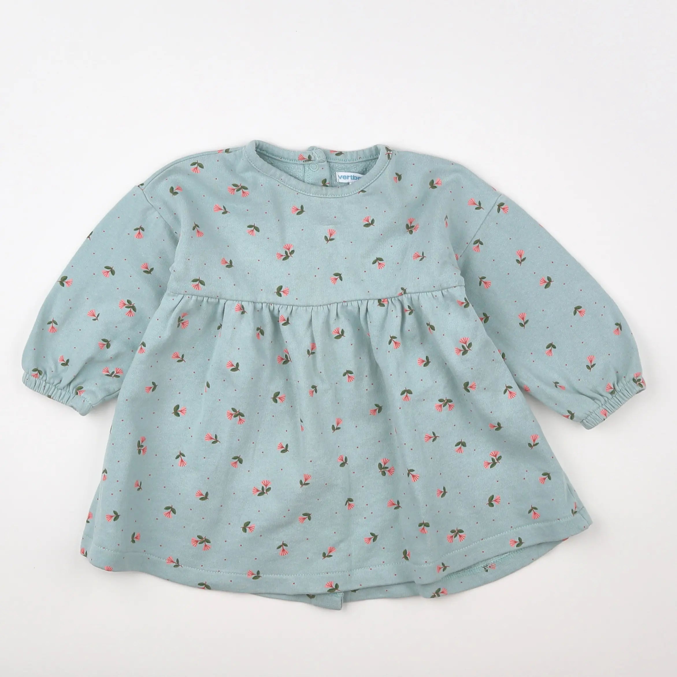 Vertbaudet - robe vert, rose - 18 mois