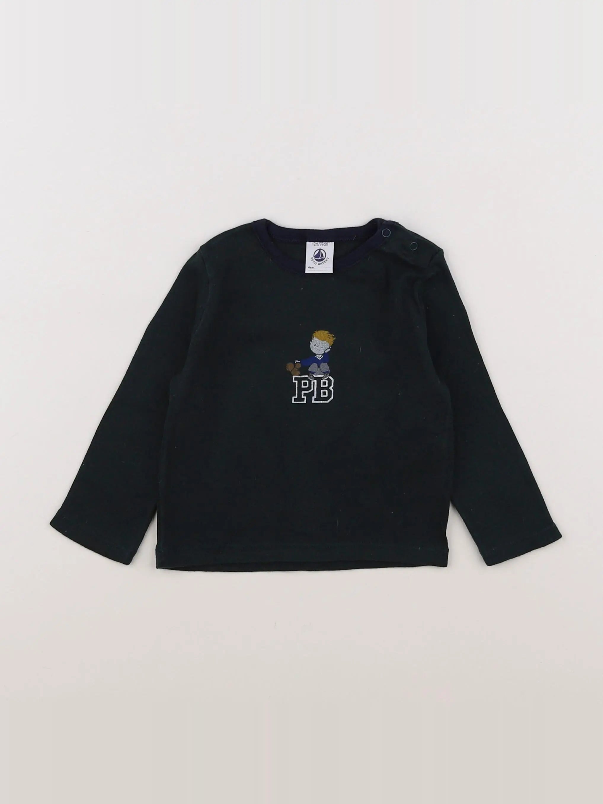 Petit Bateau - tee-shirt vert - 12 mois