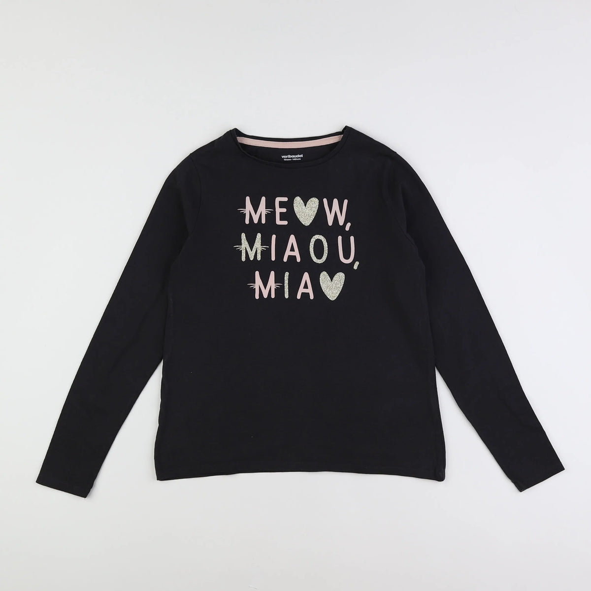 Vertbaudet - tee-shirt gris, rose - 10 ans