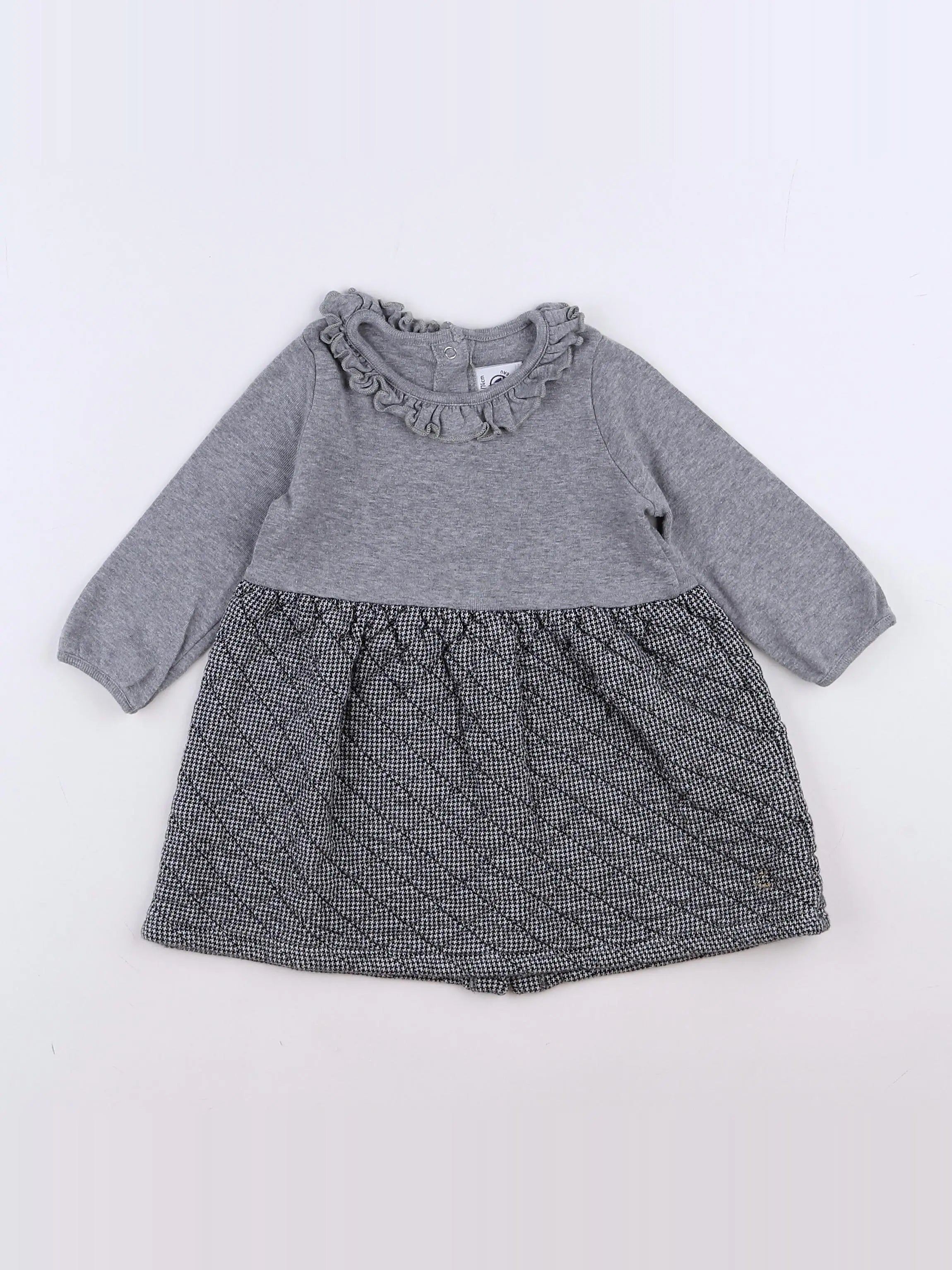 Petit Bateau - robe gris - 12 mois