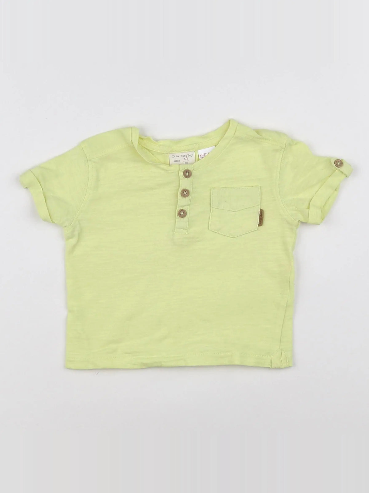 Zara - tee-shirt jaune - 3/6 mois