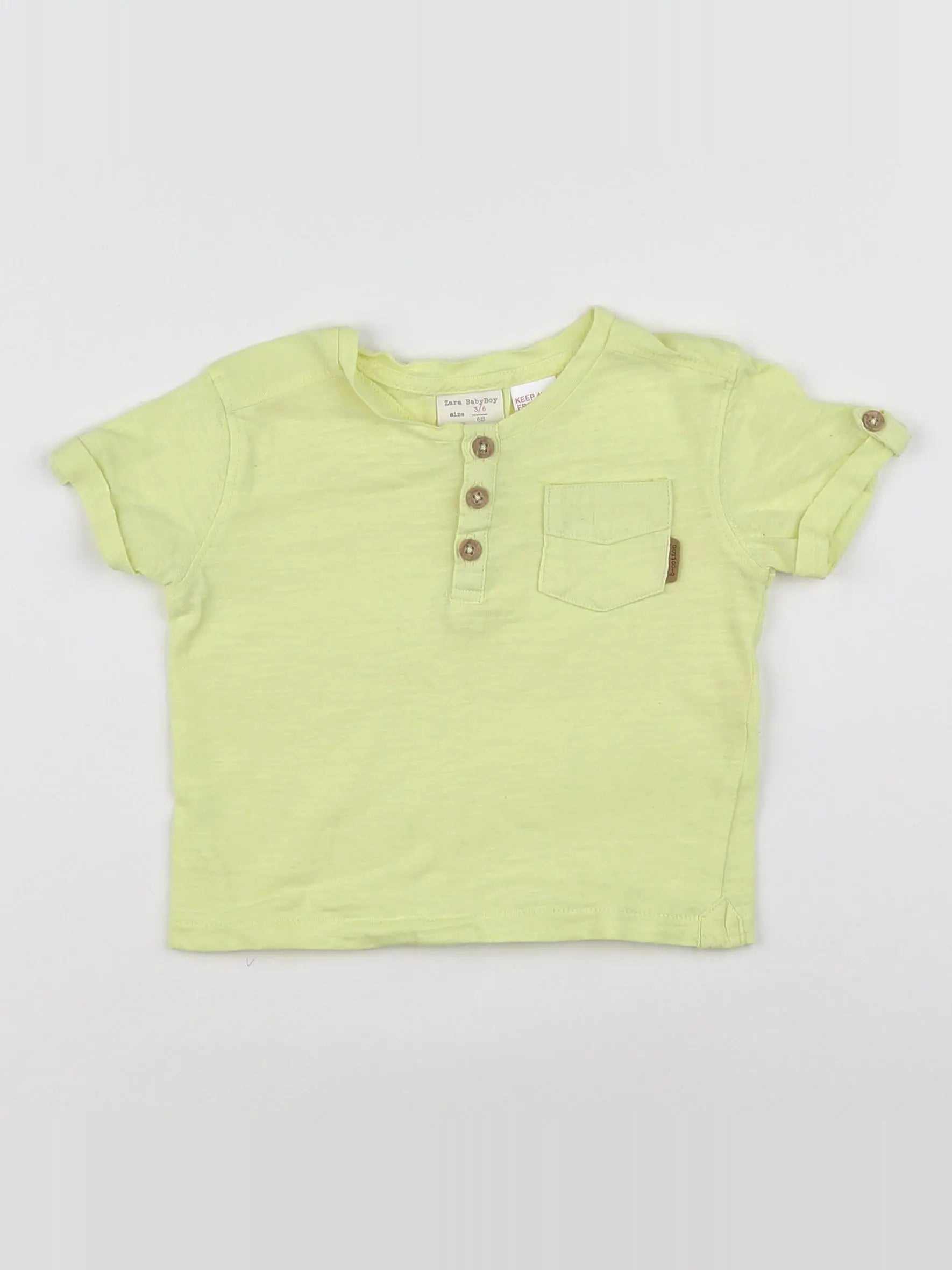 Zara - tee-shirt jaune - 3/6 mois