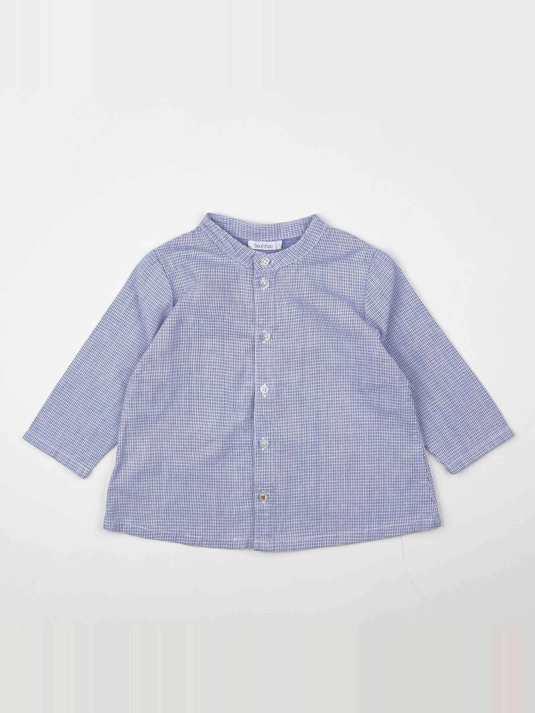 Boutchou - chemise blanc, bleu - 12 mois