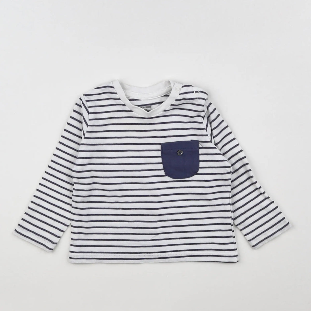 Vertbaudet - tee-shirt blanc, bleu - 6 mois
