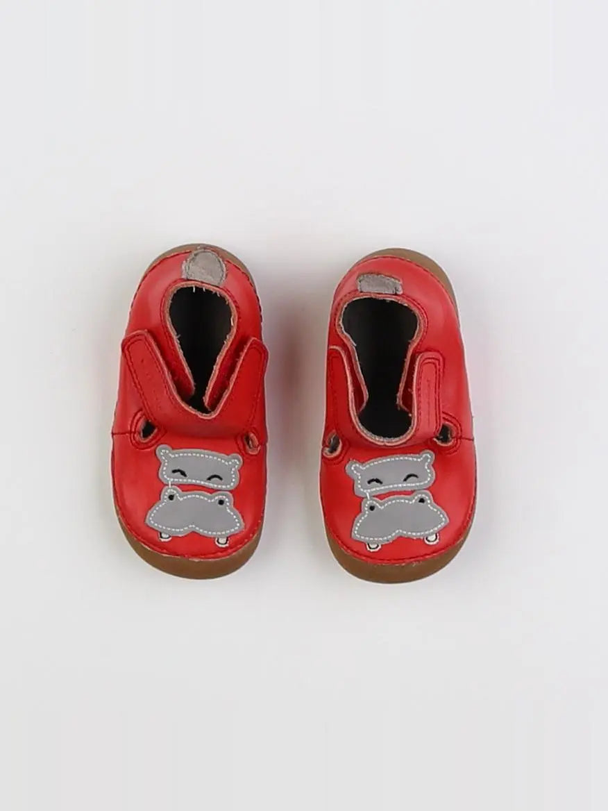 Vertbaudet - chaussons rouge, gris - pointure 19