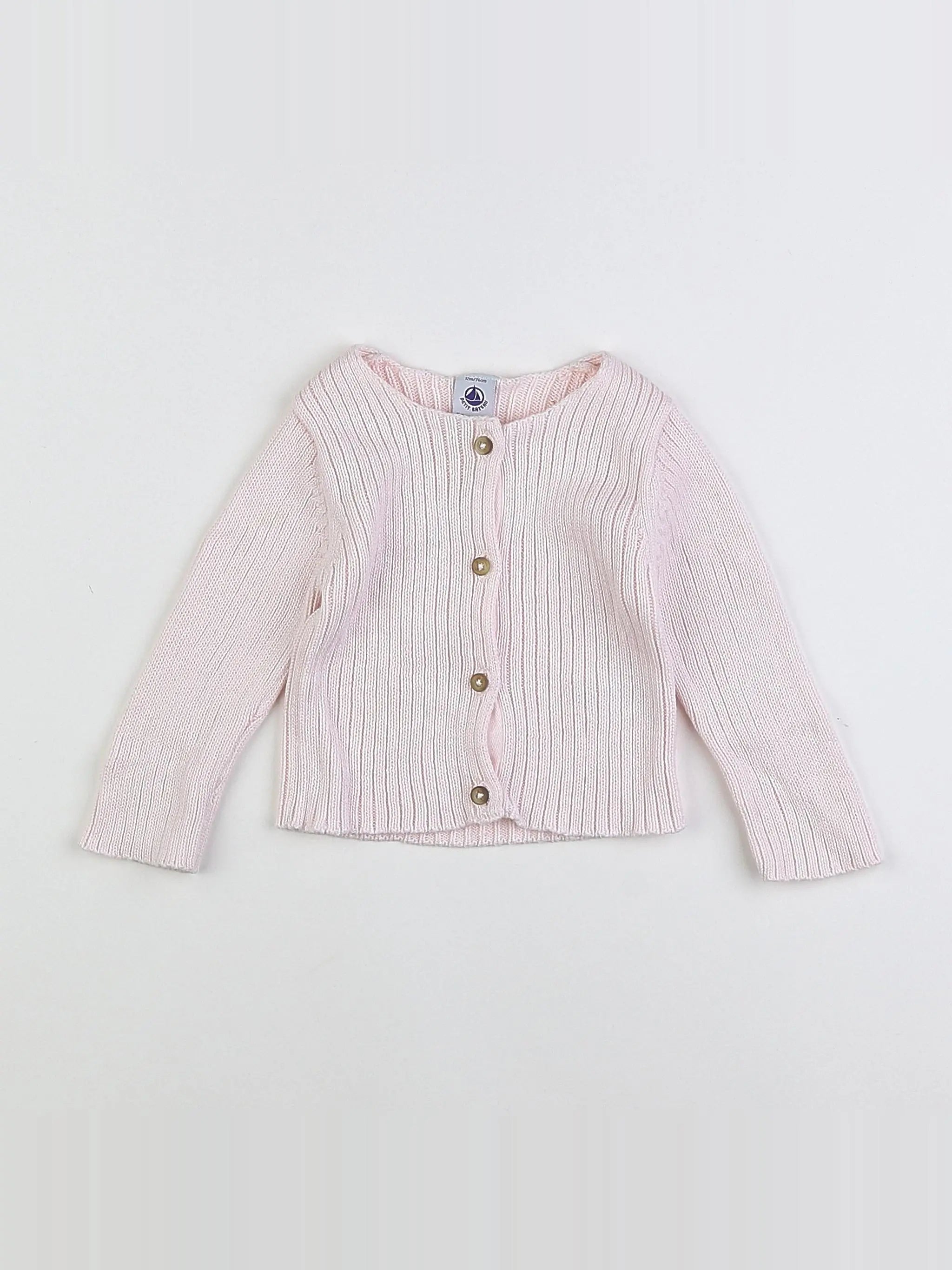 Petit Bateau - gilet rose - 12 mois