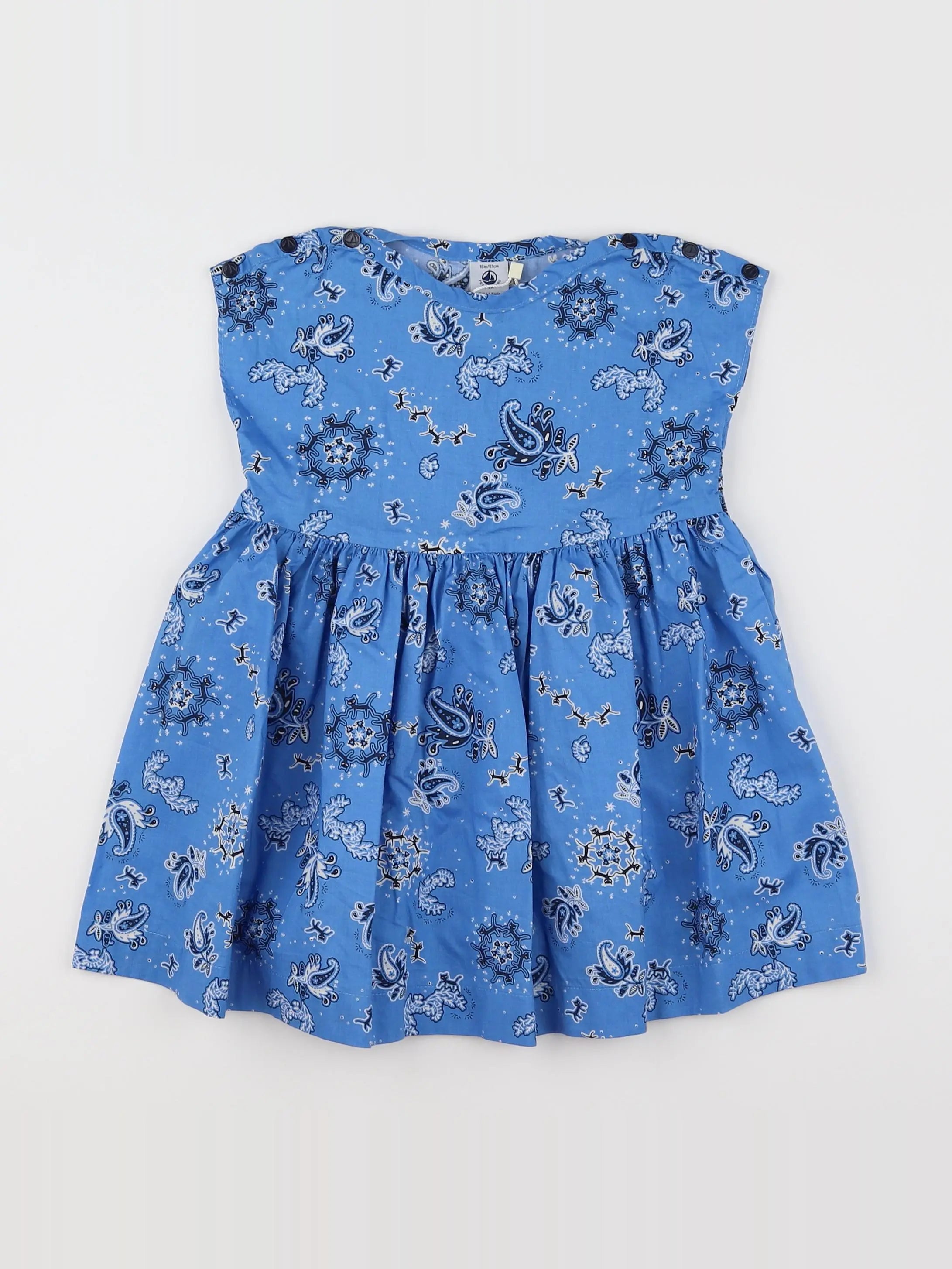 Petit Bateau - robe bleu - 18 mois